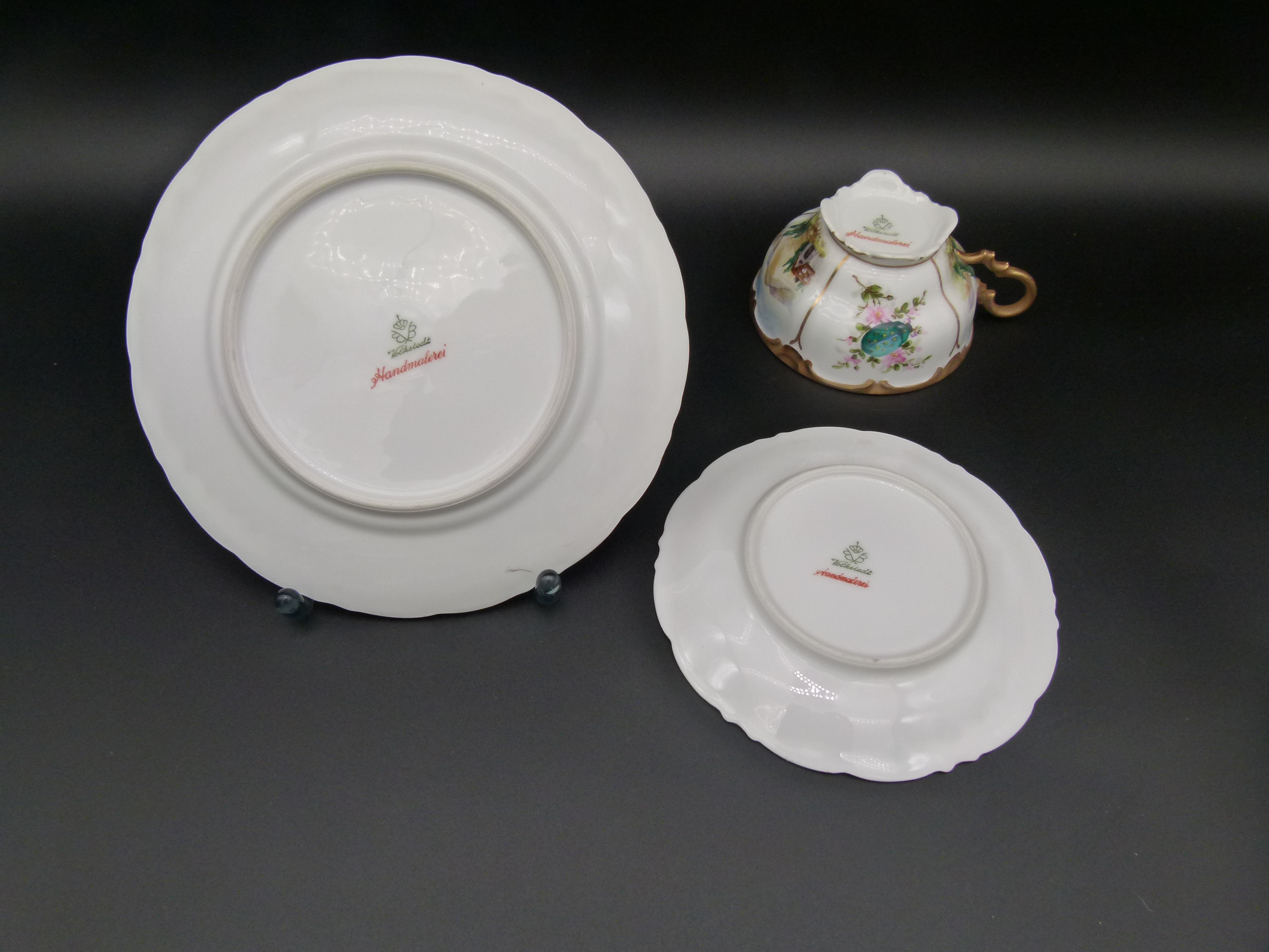 Kaffegedeck 3 tlg Volkstedt Insekten Blumen selten