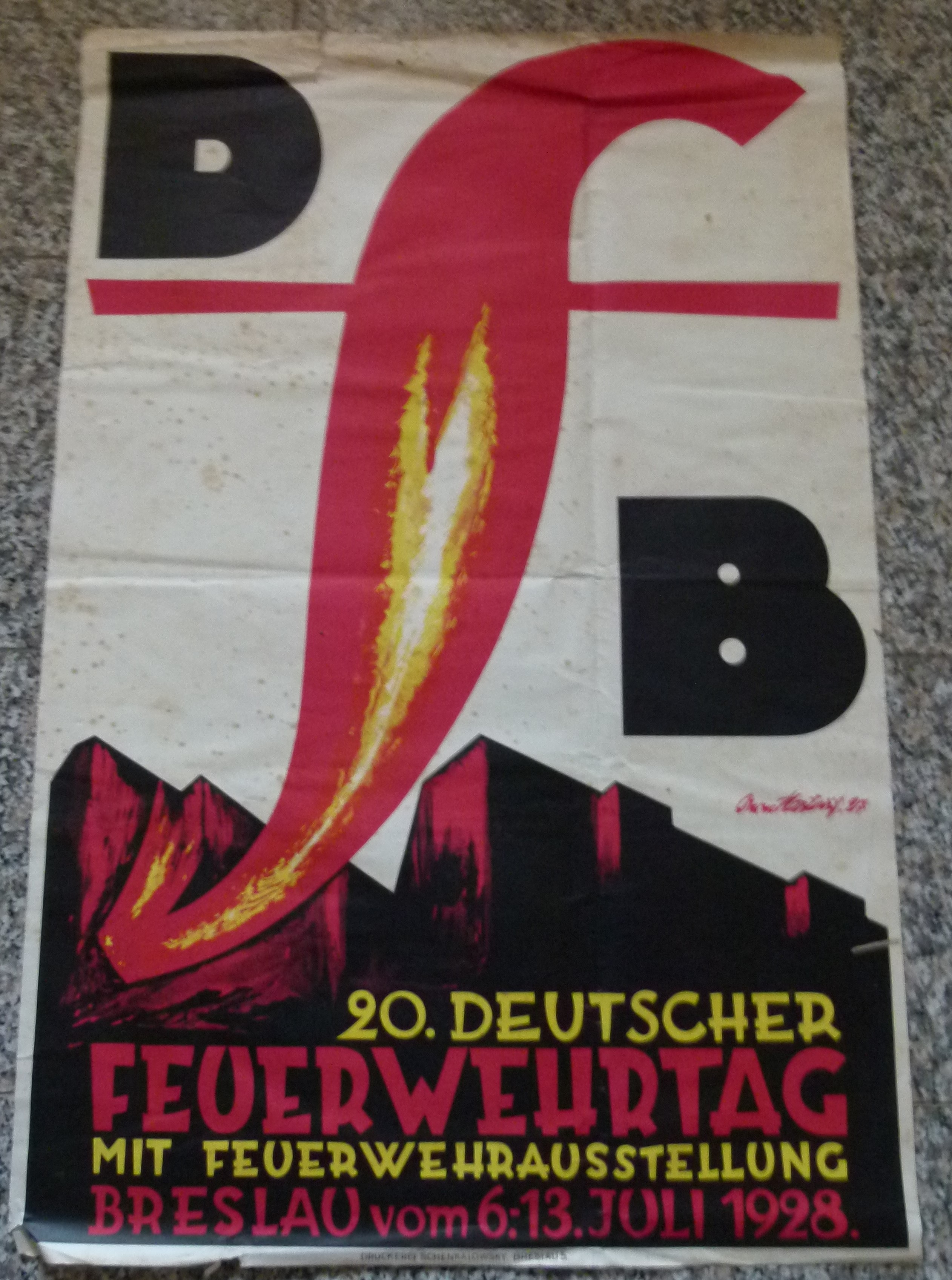 Plakat Deutscher Feuerwehrtag 1928 Breslau