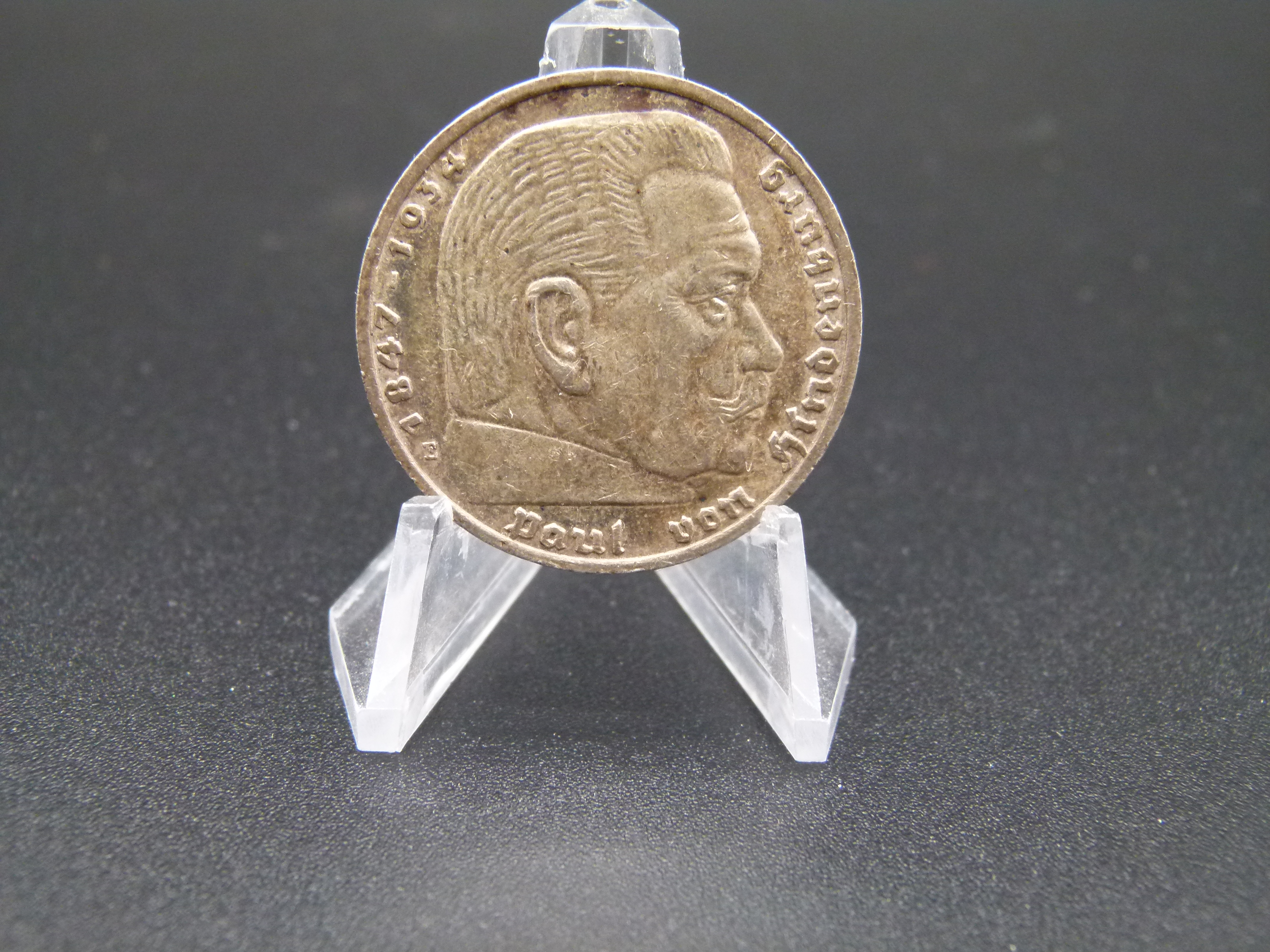 5 Reichsmark Hindenburg 1938 E silber Muenze 