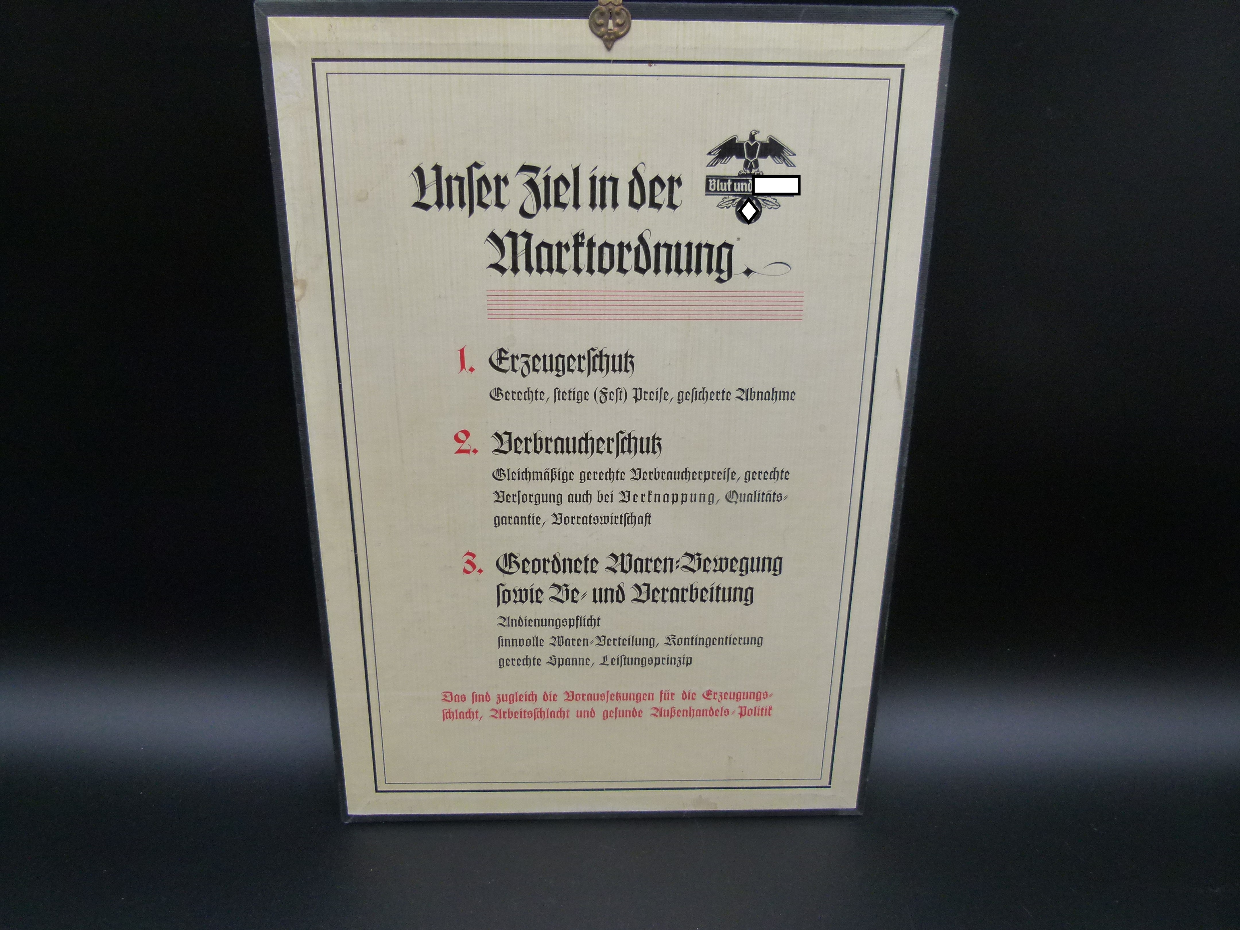 Reichsnaehrstand Aushaengeschild Unser Ziel 