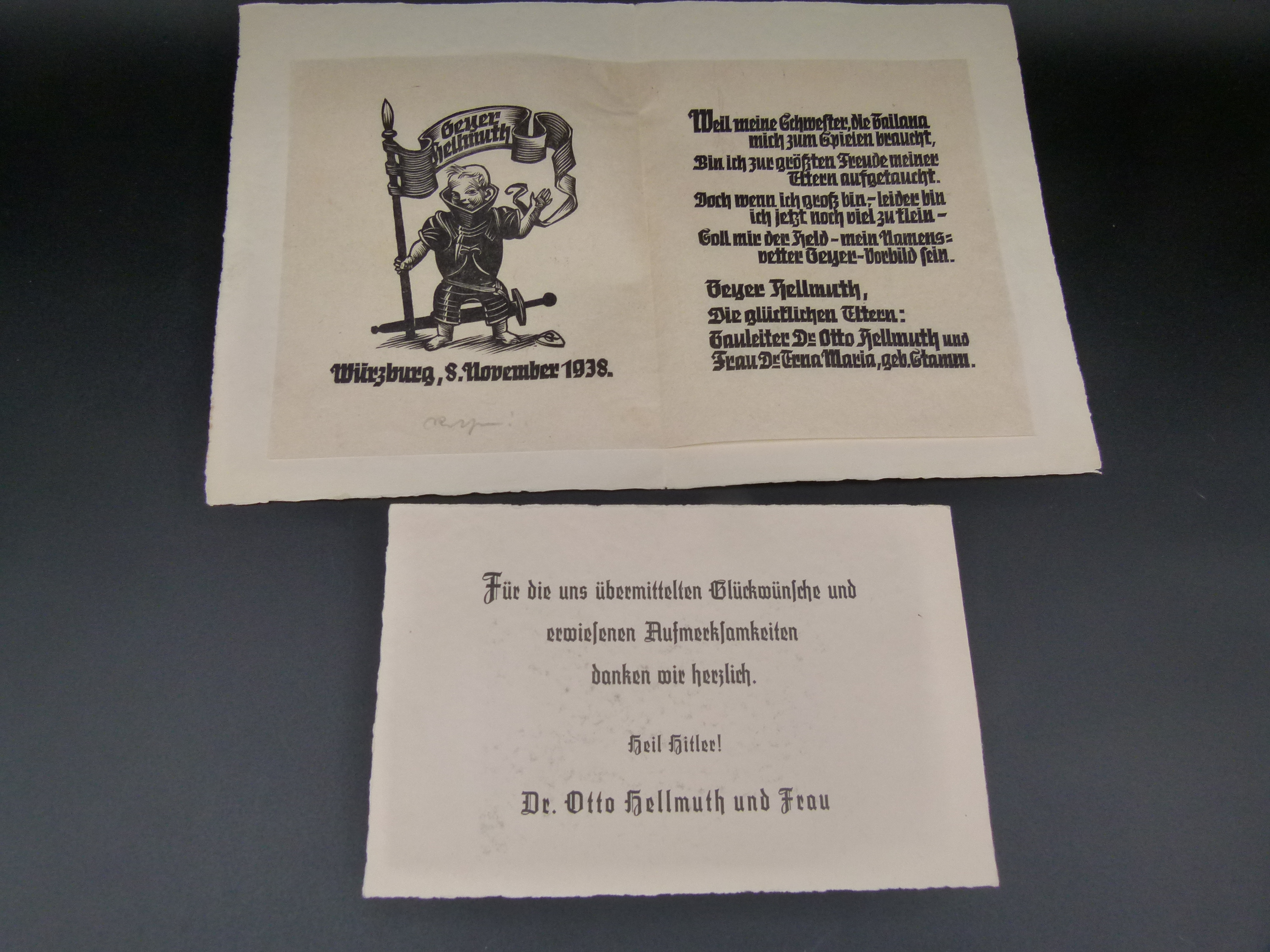 Schriftstuecke Gauleiter Otto Helmuth Geburt Sohn