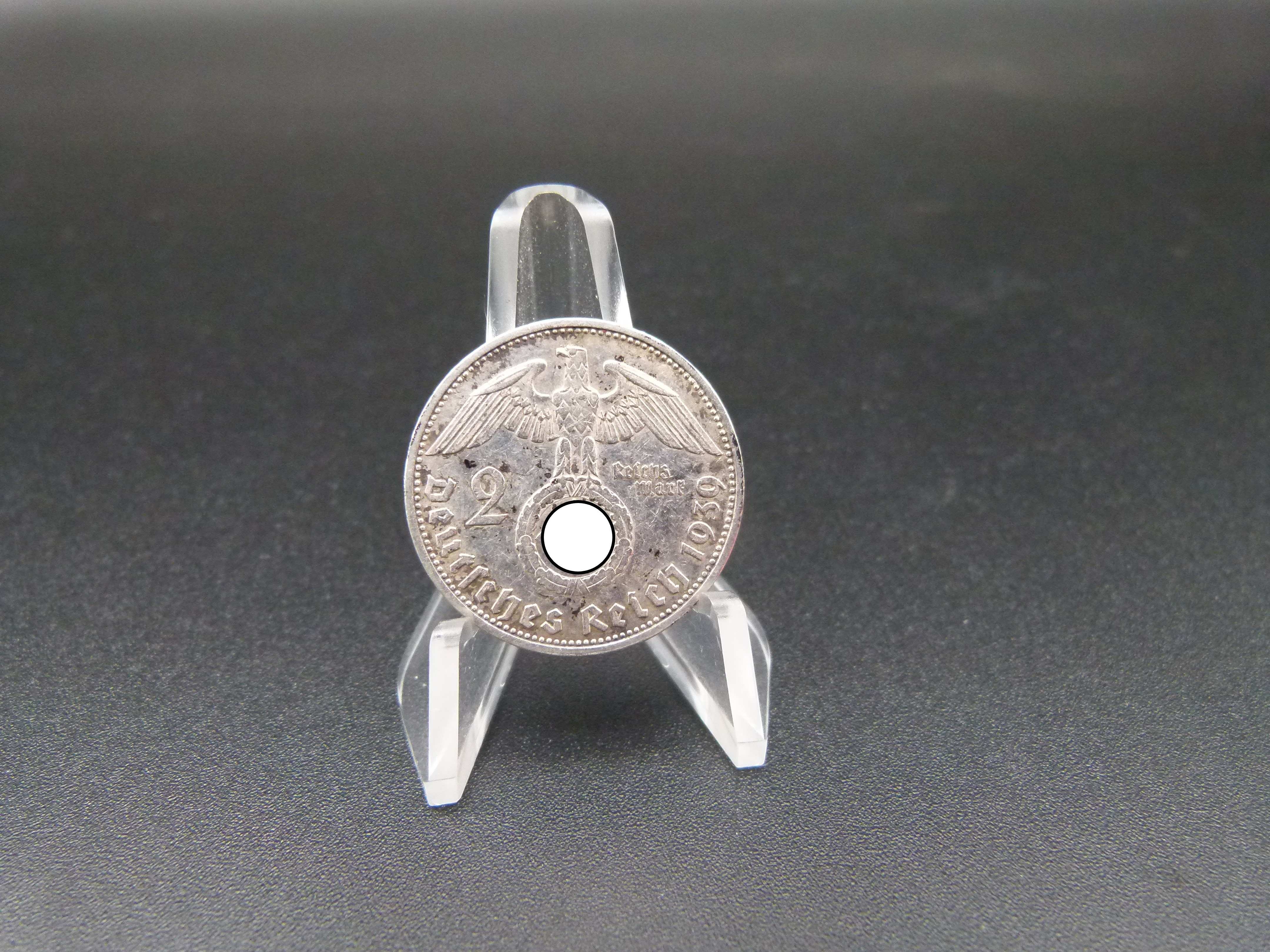 2-Reichsmark-Hindenburg-1939-silber-Mnze 2 Reichsmark Hindenburg 1939 silber Muenze 