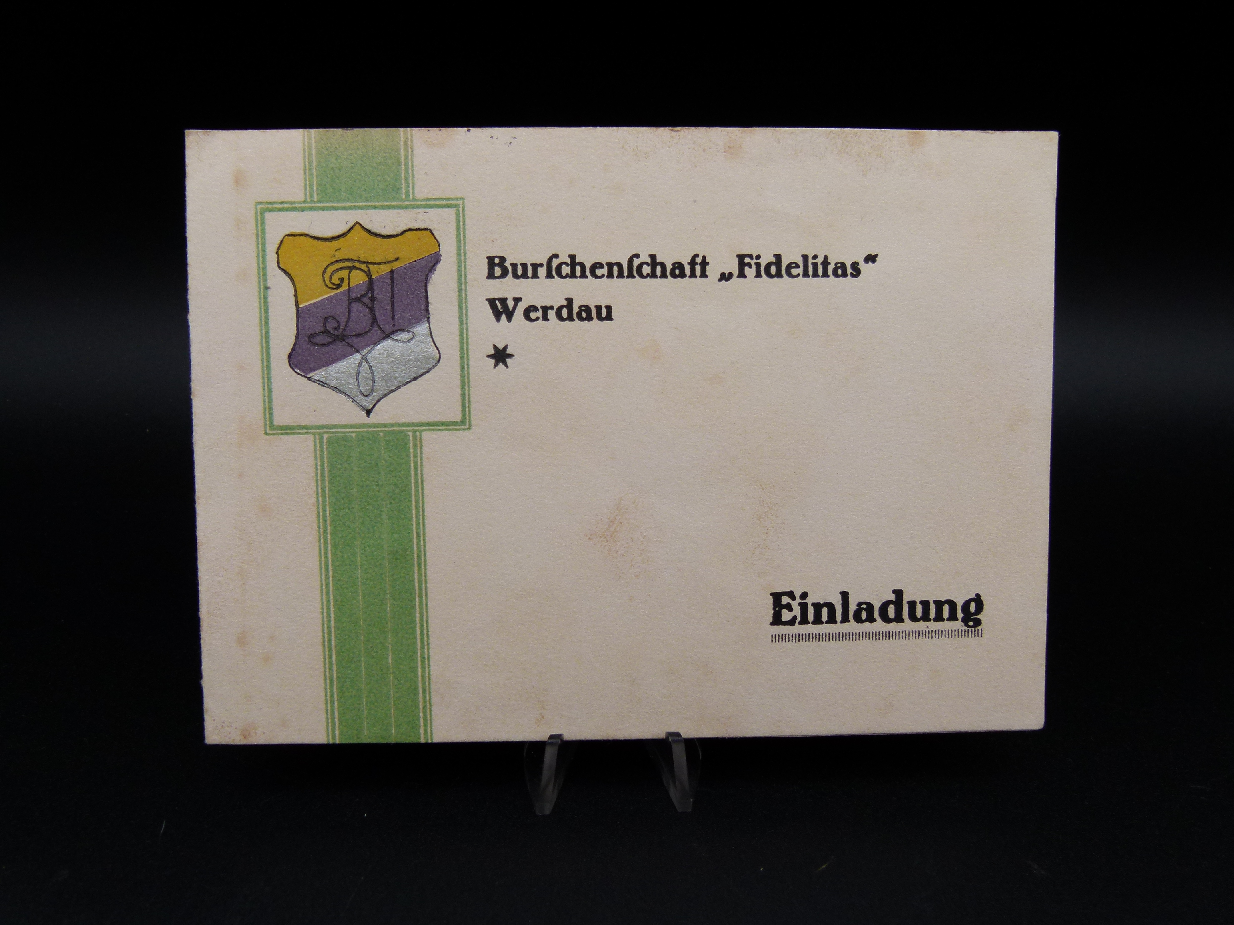 Einladung Burschenaft Fidelitas Werdau 1927