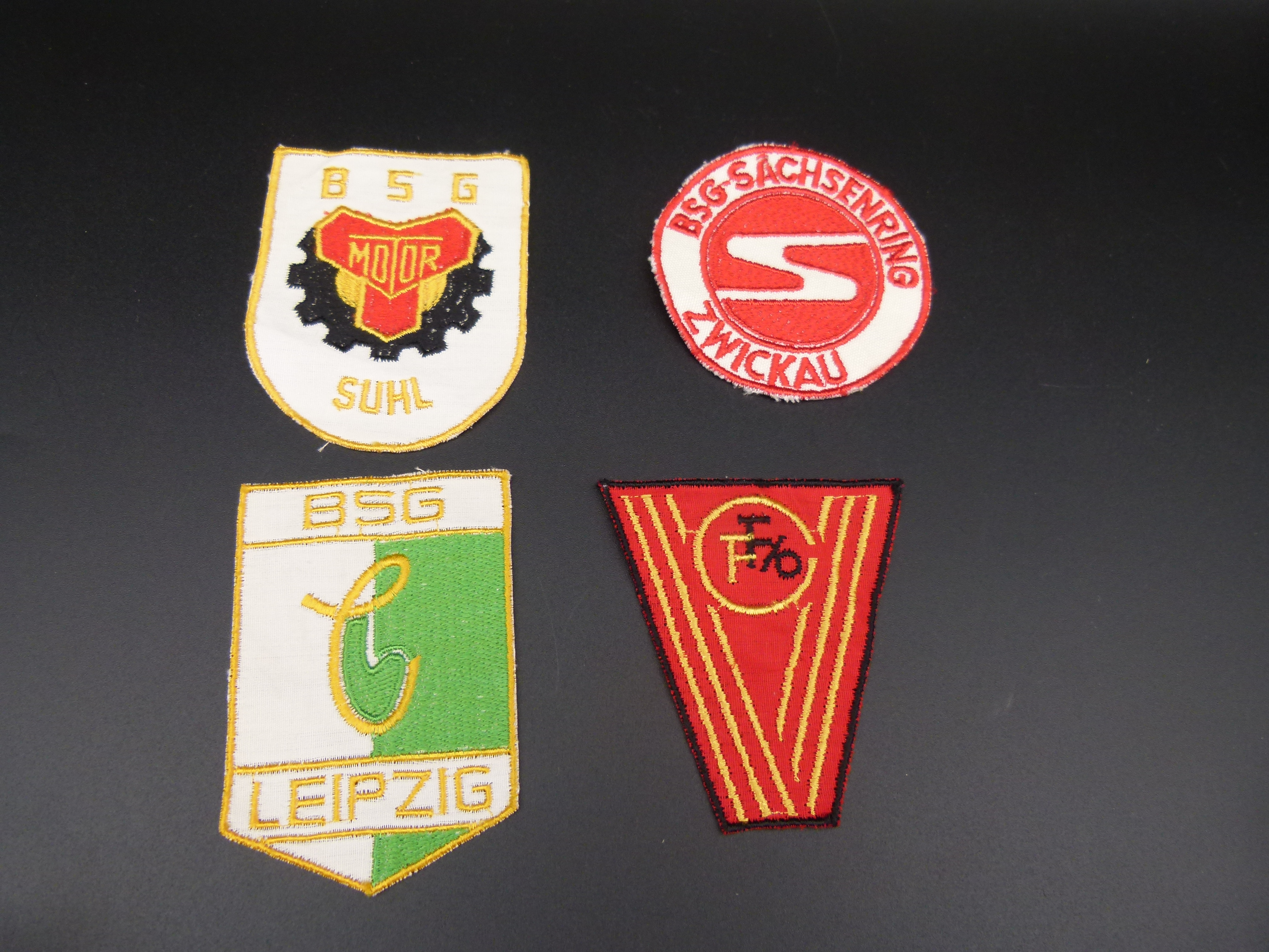 4 DDR Trikot Aufnaeher Suhl Leipzig FFO Zwickau BSG