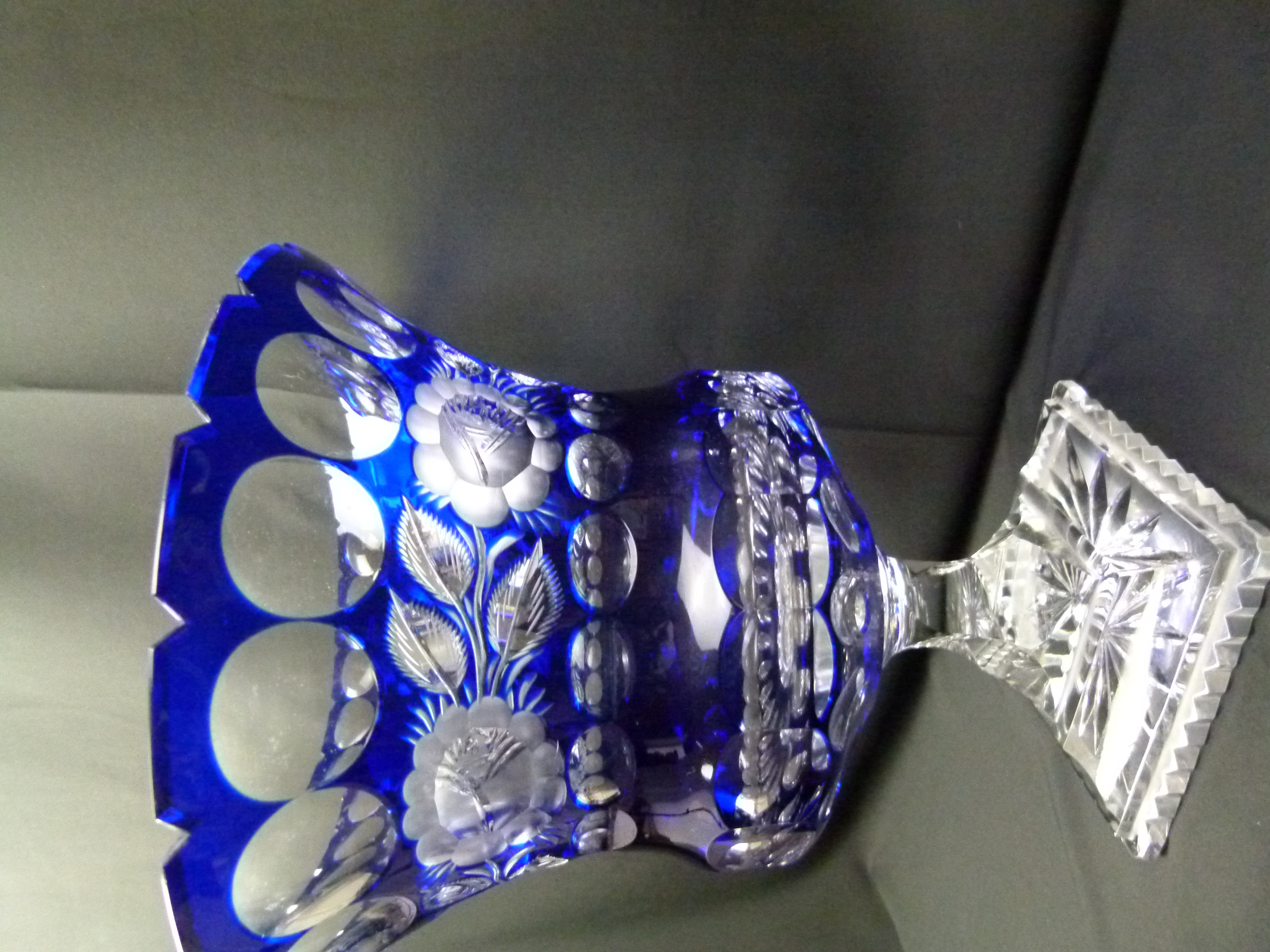 Bleikristallglas Pokal blau 28 cm Schoenborn