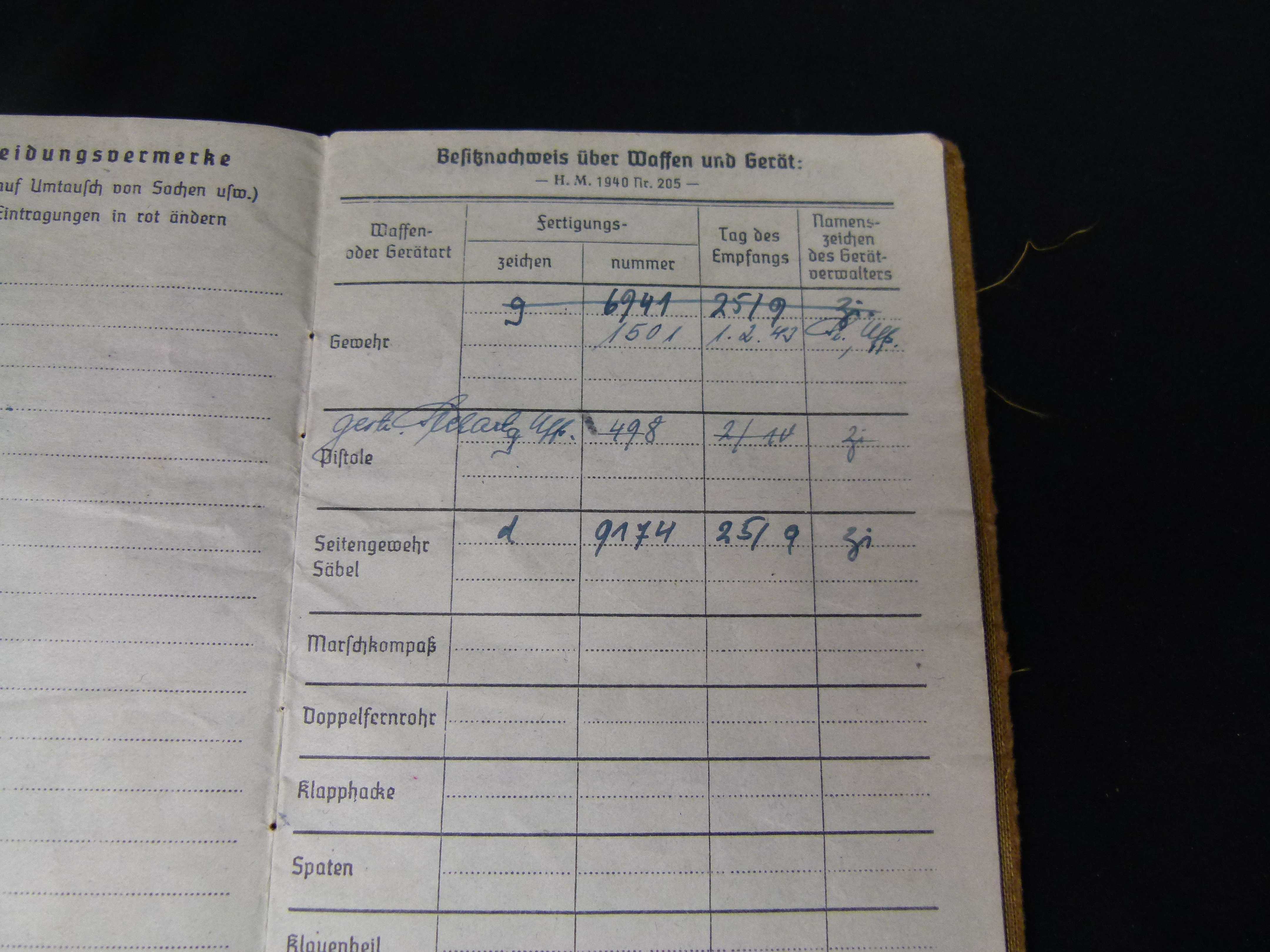 Soldbuch Panzer Aufklaerungs Abtlg. 190 Afrika