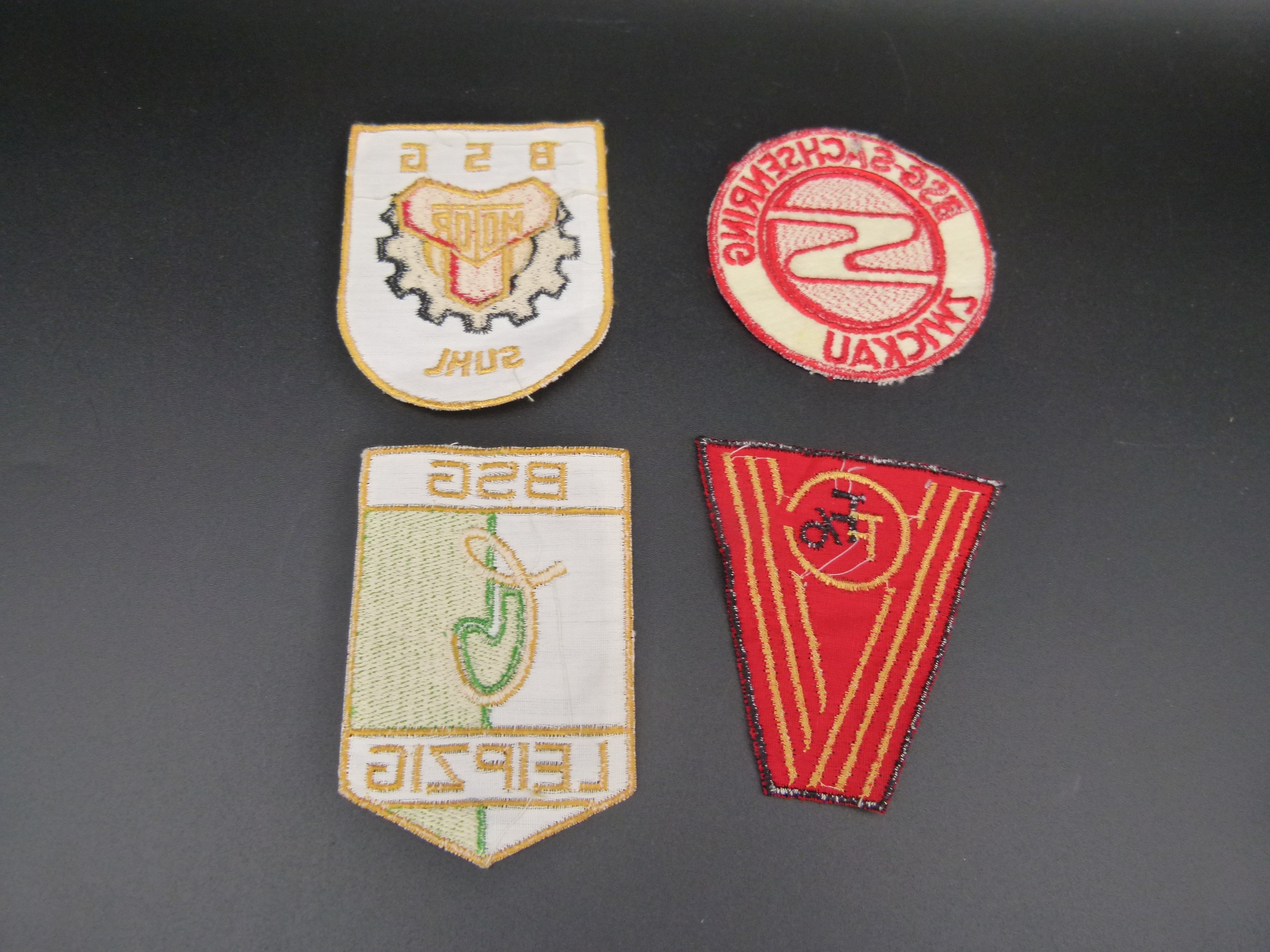 4 DDR Trikot Aufnaeher Suhl Leipzig FFO Zwickau BSG