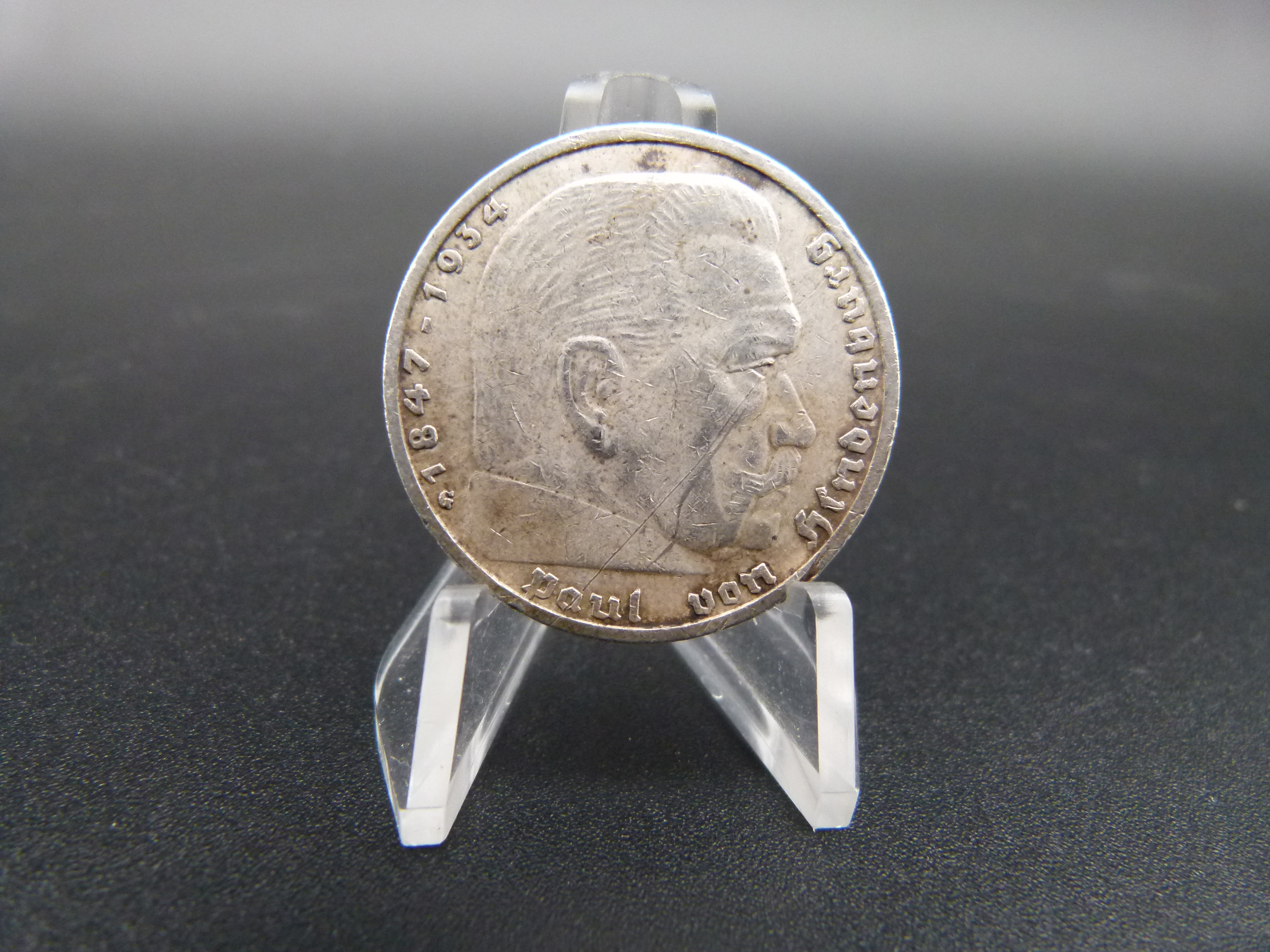 5 Reichsmark Hindenburg 1937 silber Muenze 