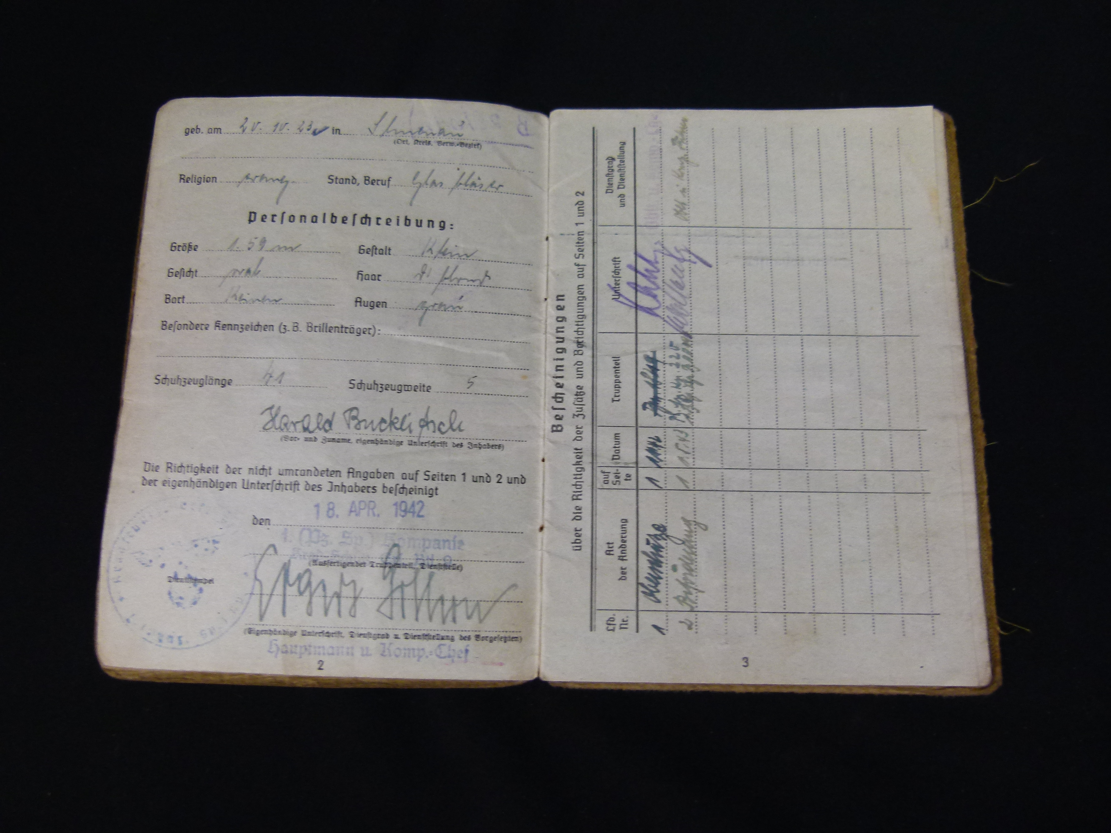 Soldbuch Panzer Aufklaerungs Abtlg. 190 Afrika