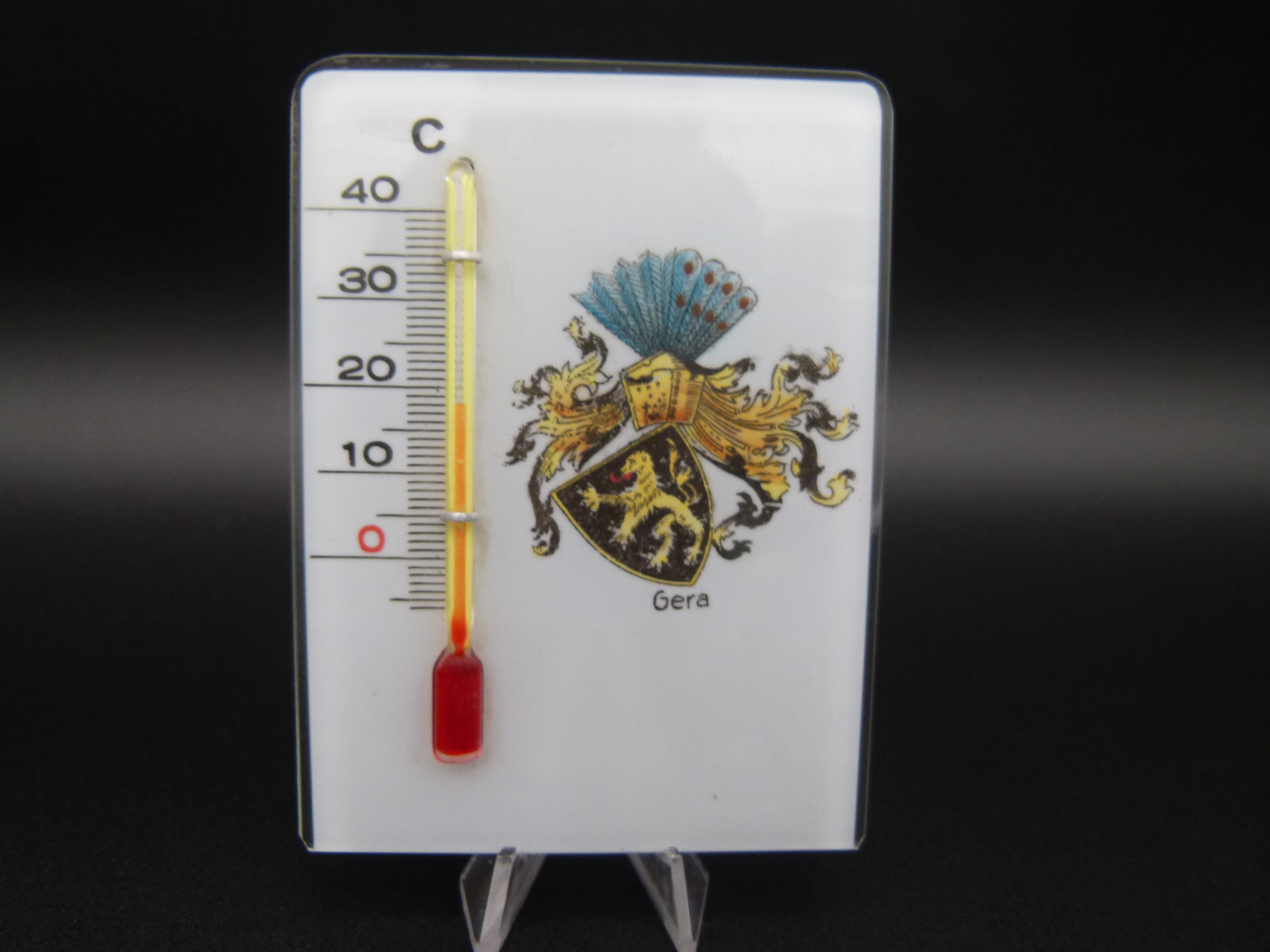 Seltenes Tisch Thermometer Geraer Stadtwappen 