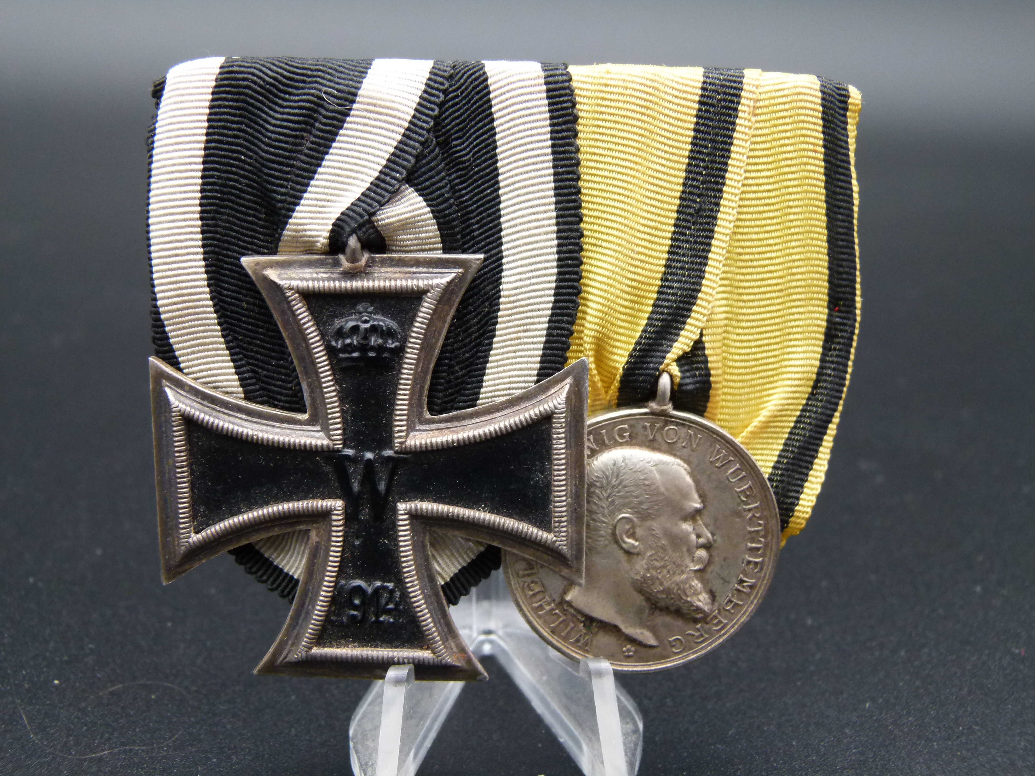 2er Ordensspange Wuerttemberg EK2 und Verdienste