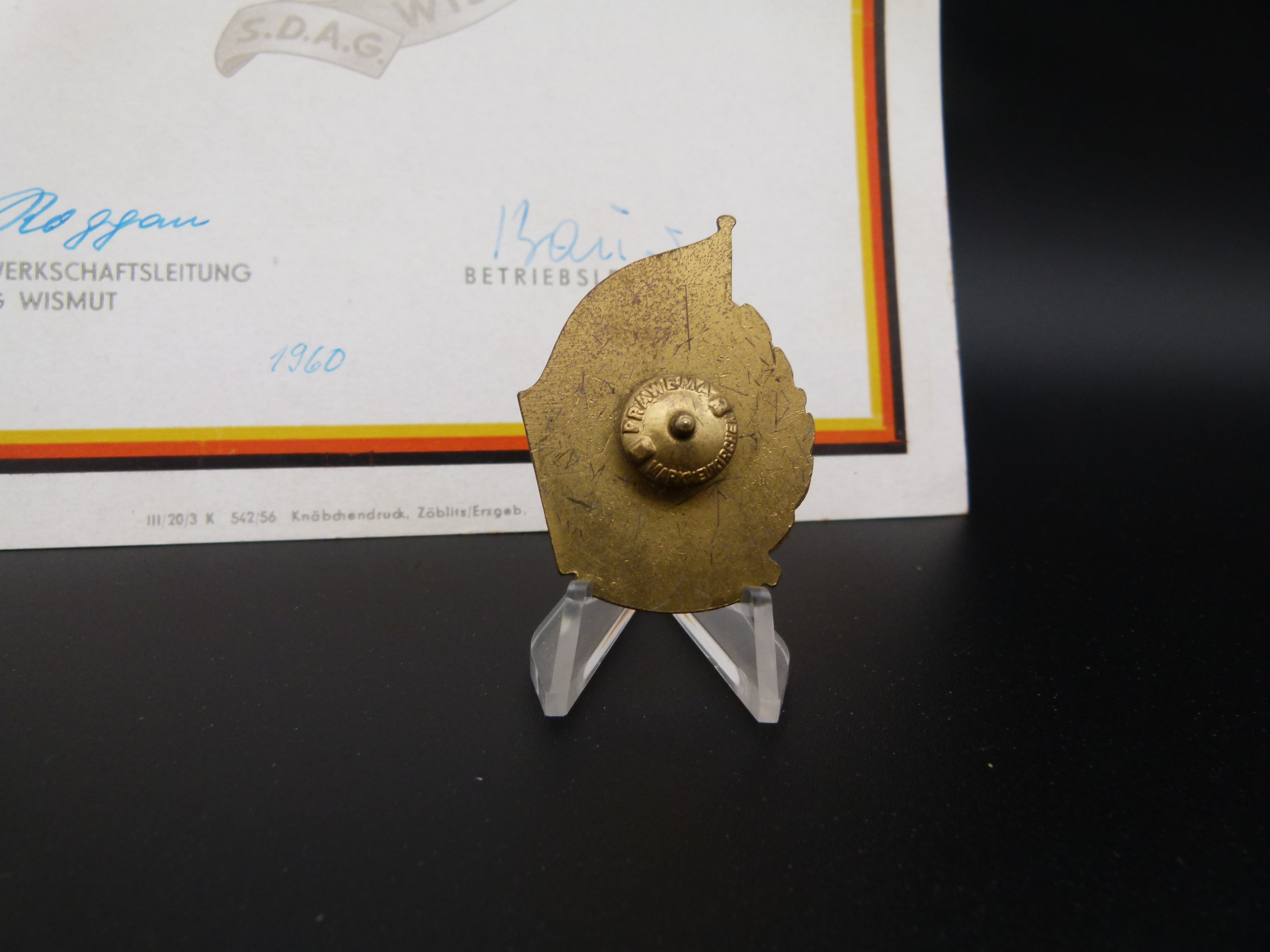 SDAG Wismut Meister der Arbeit mit Urkunde 1960   