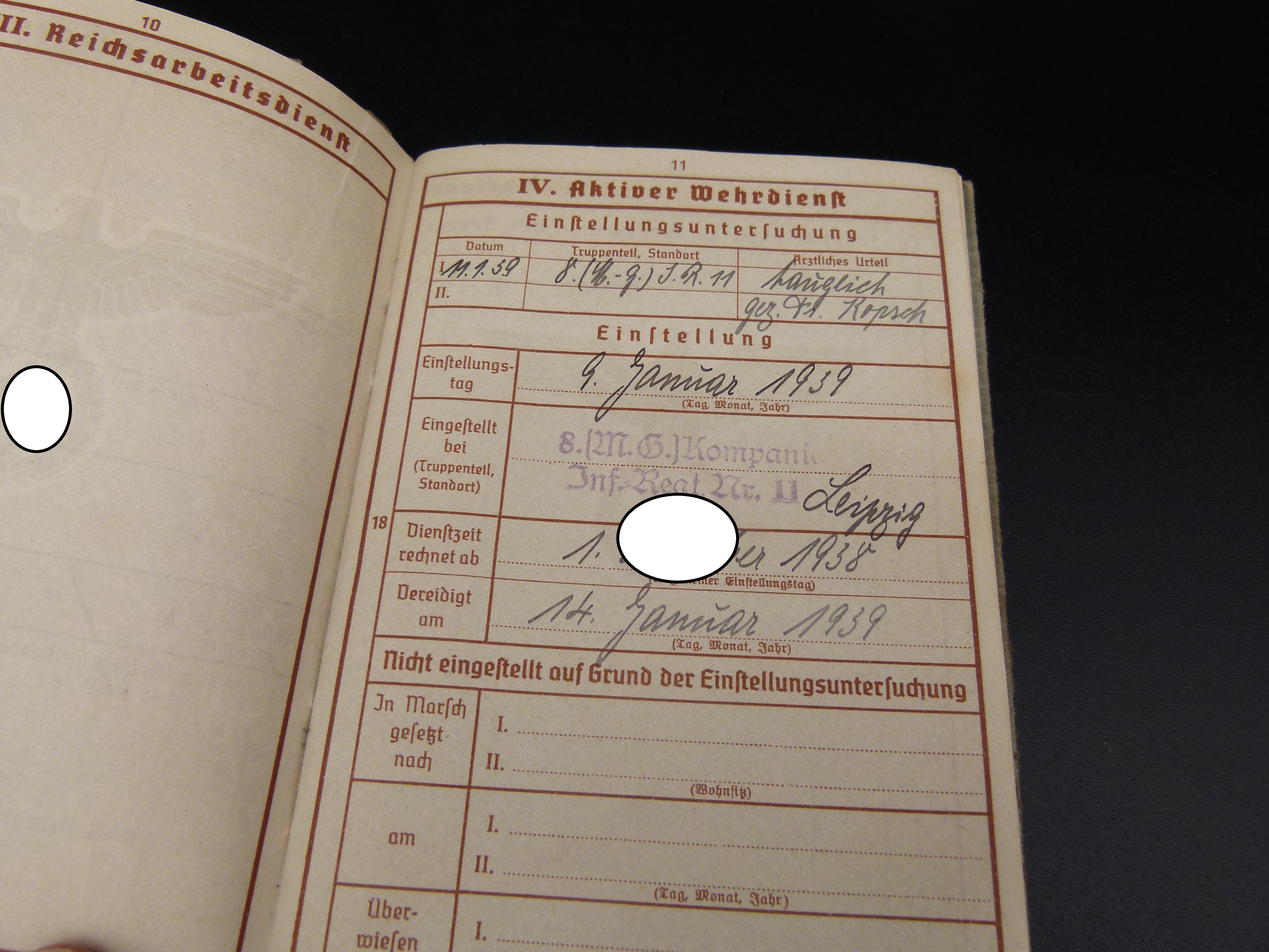 Wehrpaß Infanterie Reg. 11 Polen Frankreich Orden 