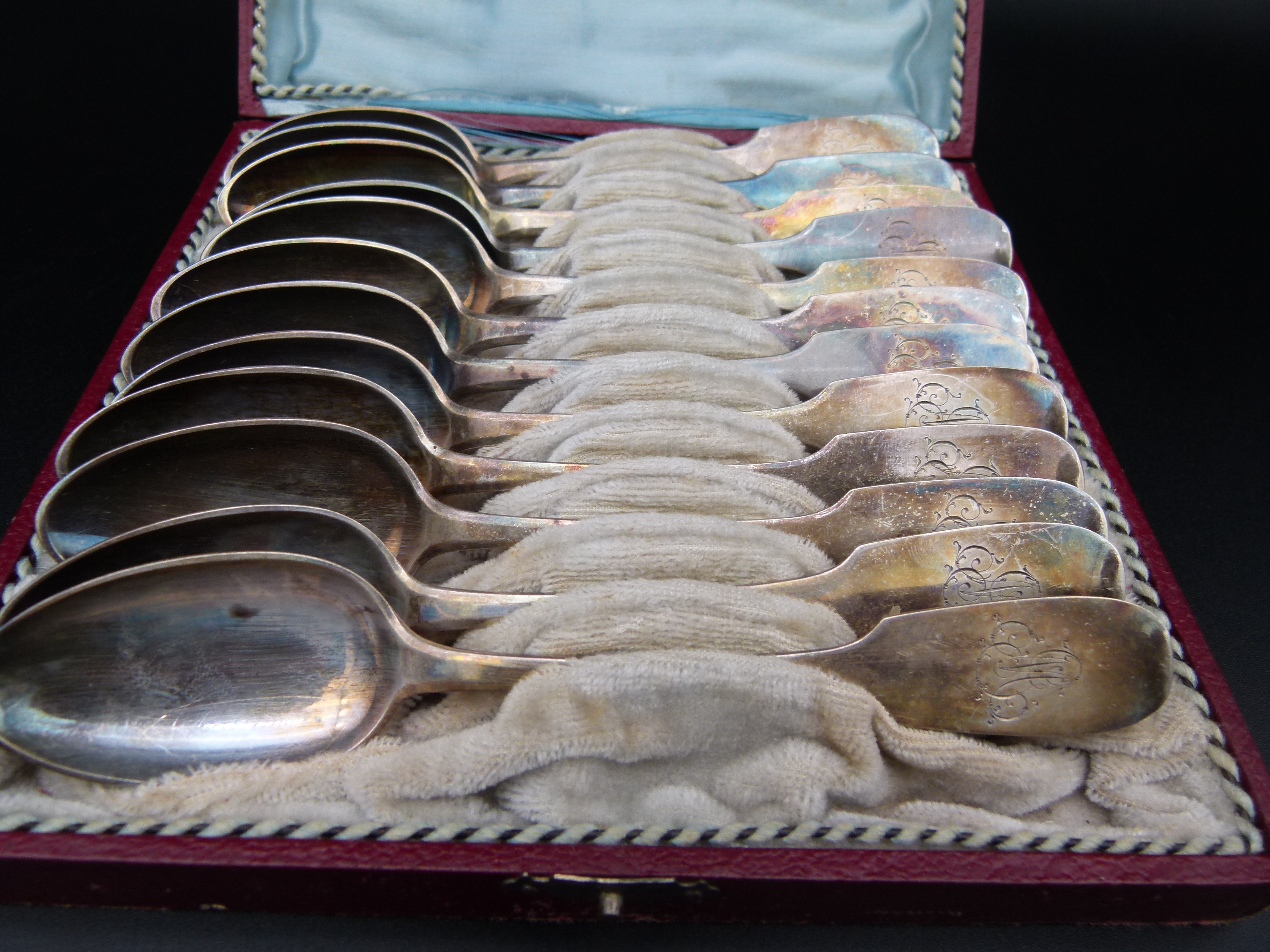 Antike 800 Silberoeffel 12 Stueck Metzel Halberstadt 