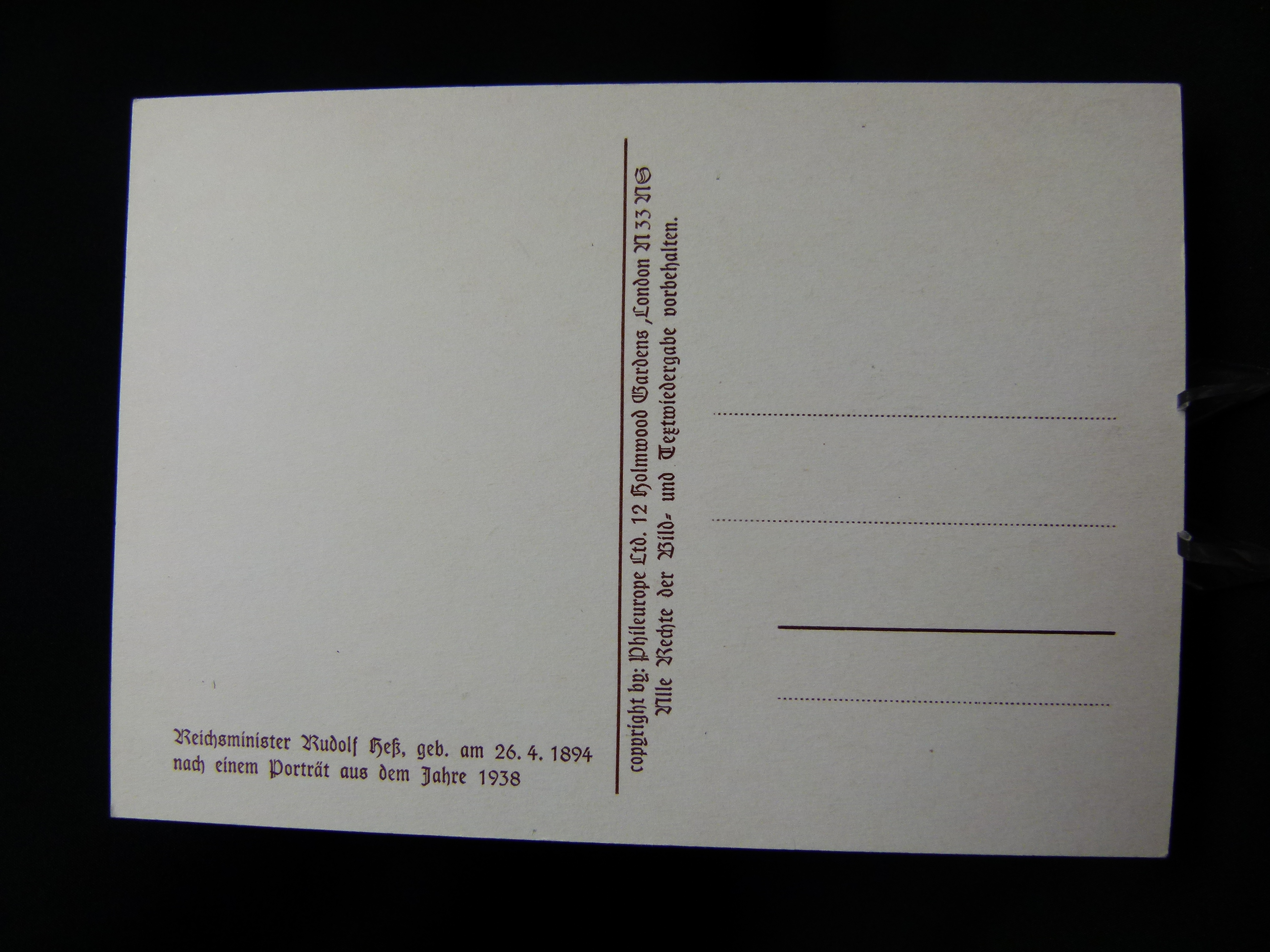 Propagandakarte Rudolf Hess seltene Variante 