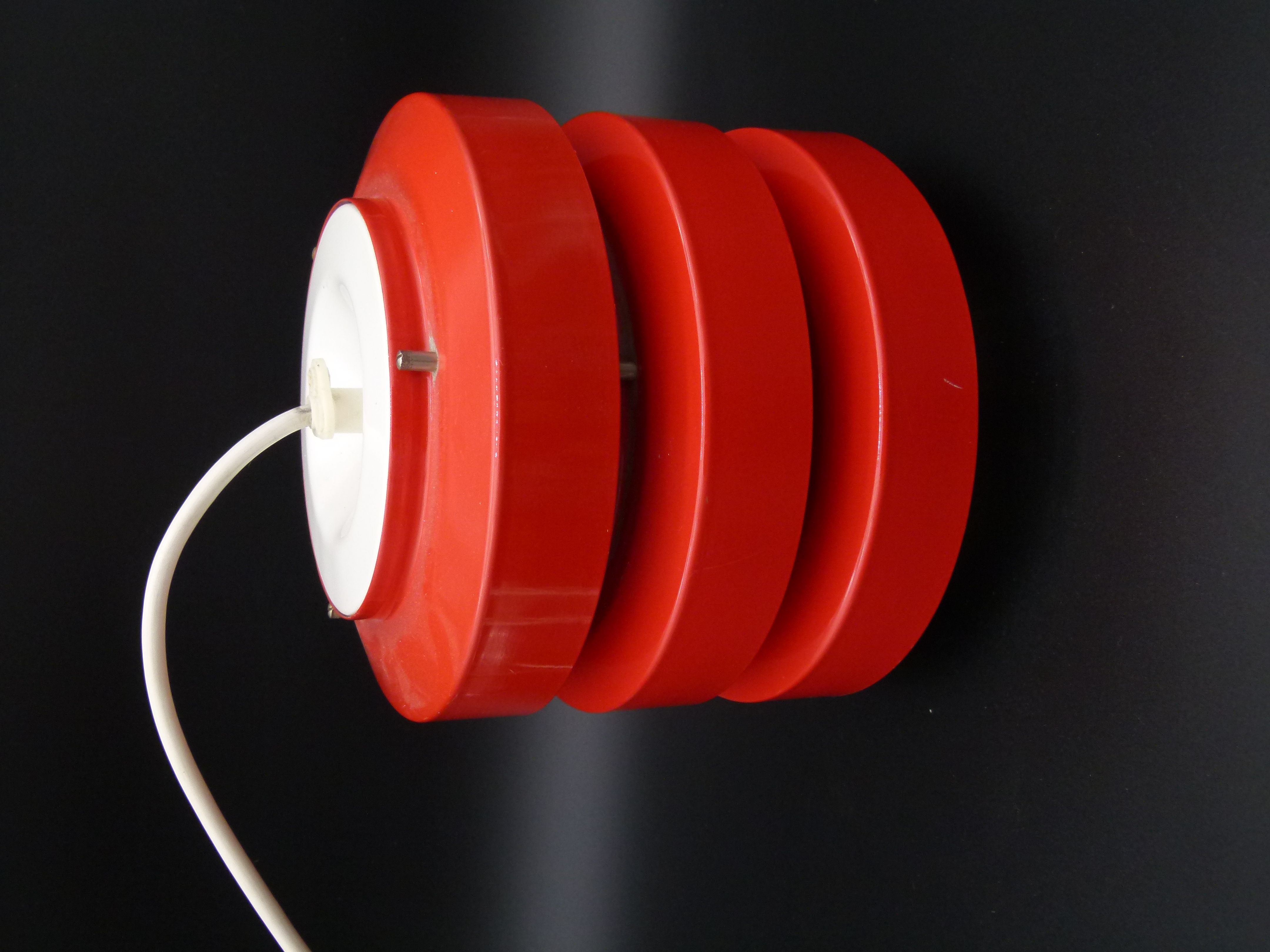 Rote daenische Mid-Century Haengelampe 