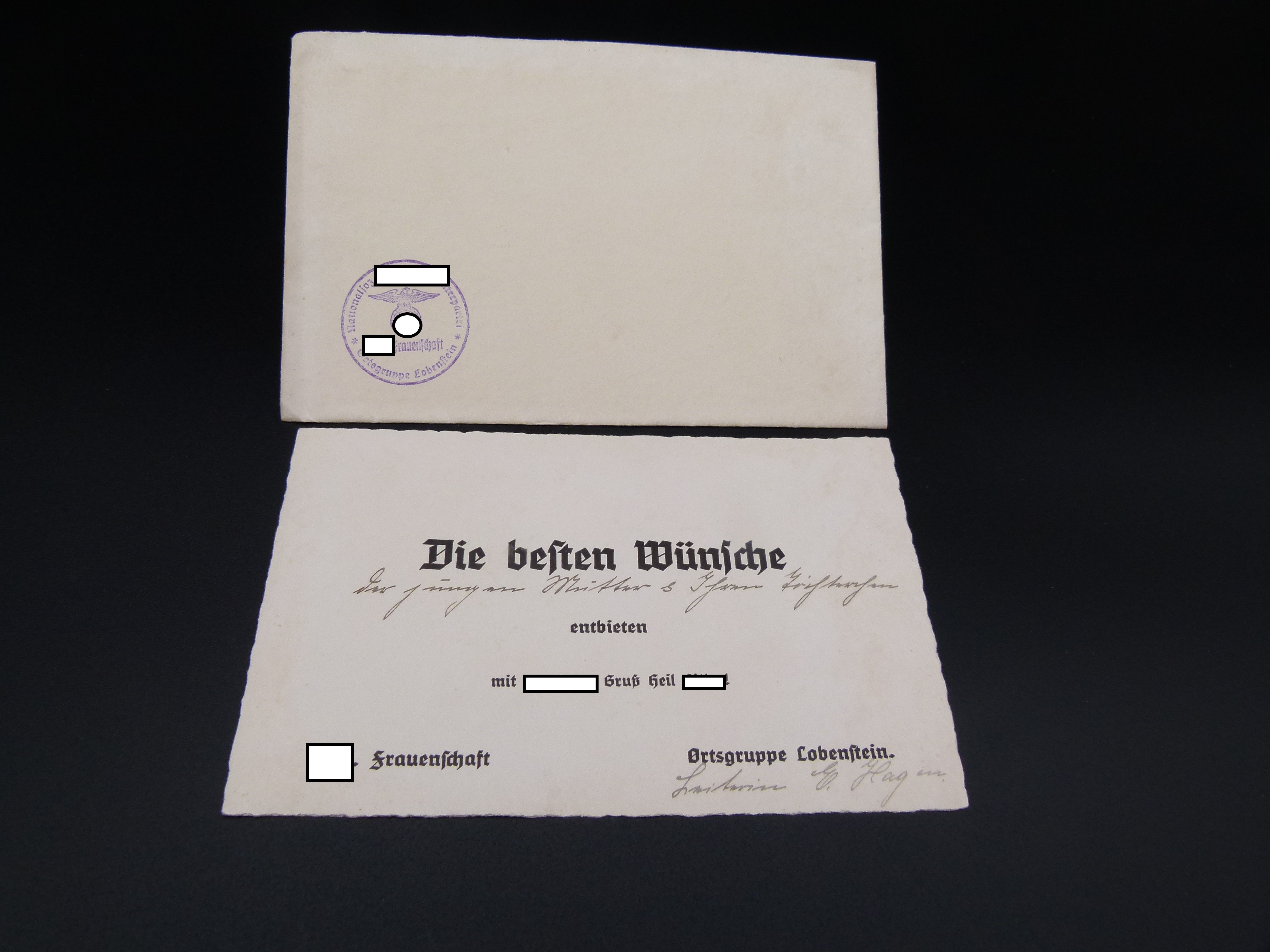 Glueckwunsch NS Frauenschaft Lobenstein fuer Mutter