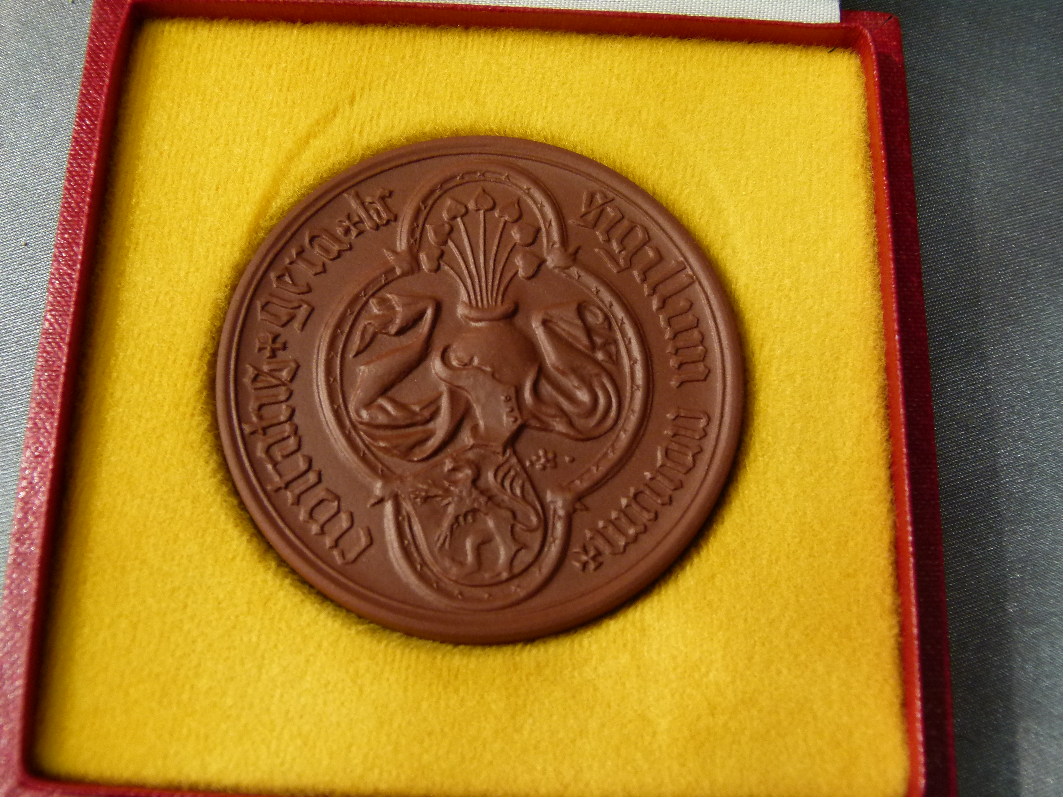 Ehrengeschenk Medaille 750 Jahre Stadt Gera im Etui 