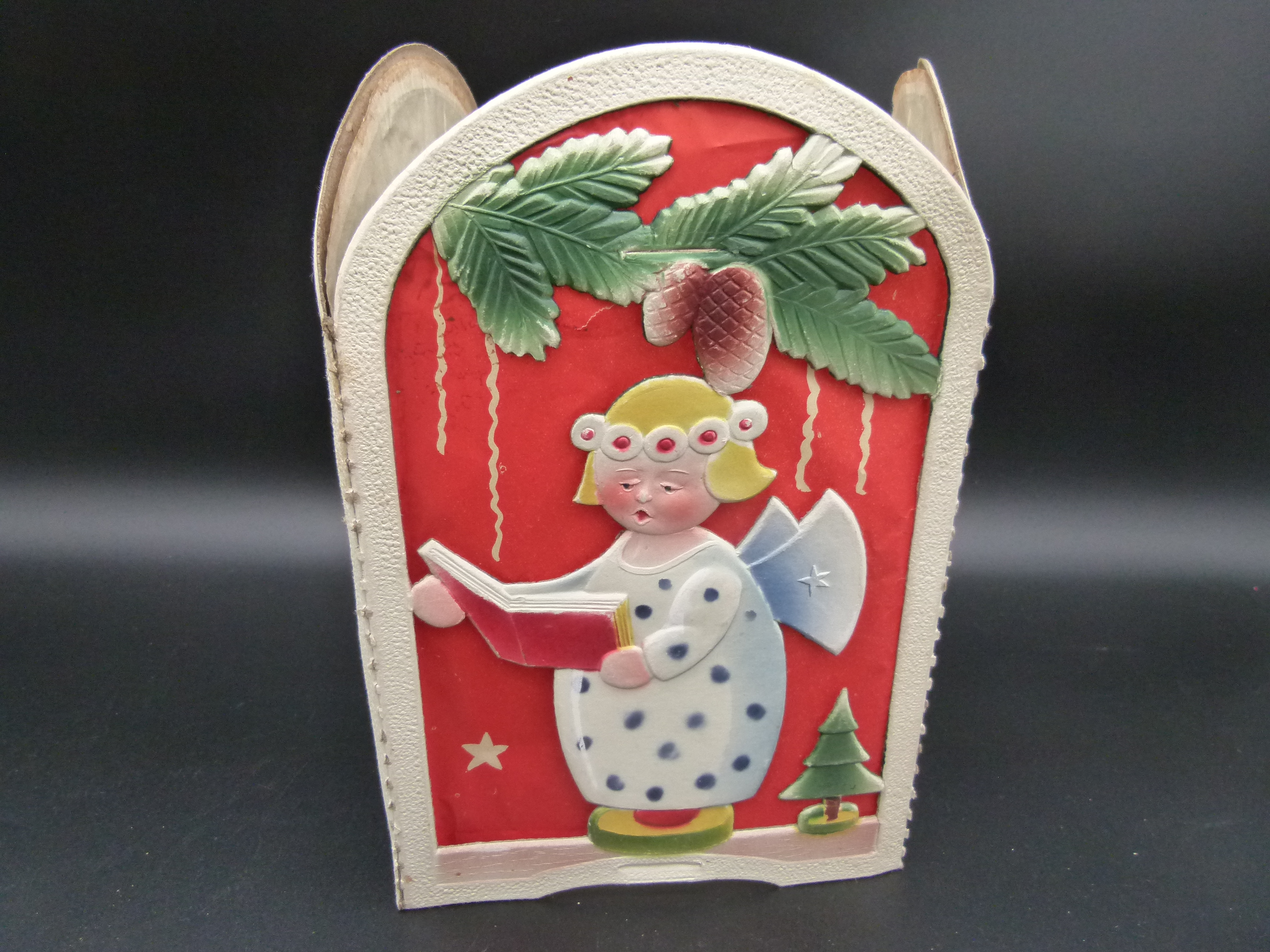 Antike Weihnachtlaterne aus Dresdner Pappe