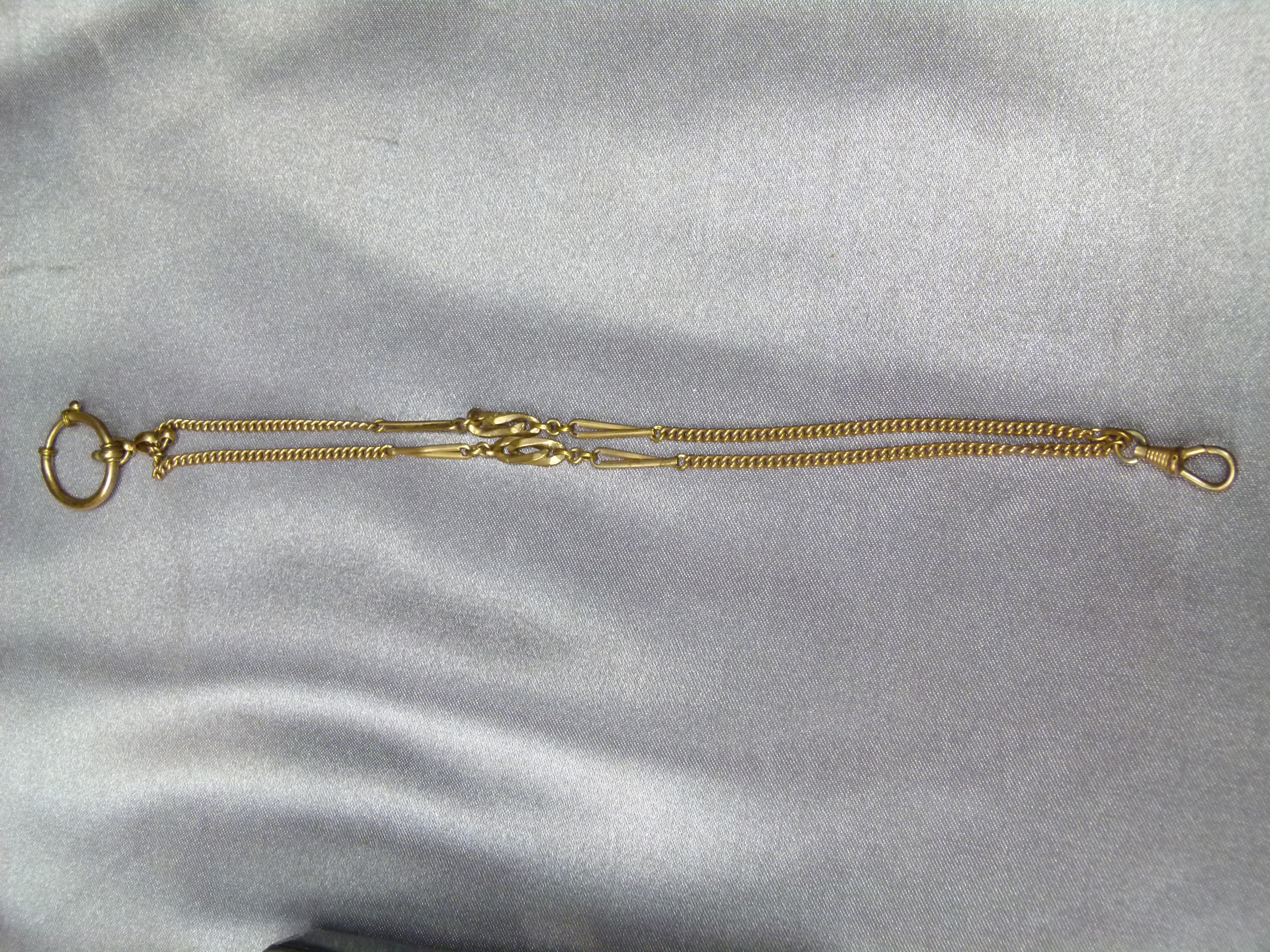 Alte ausgefallene vergoldete Taschenuhrkette Gold Double