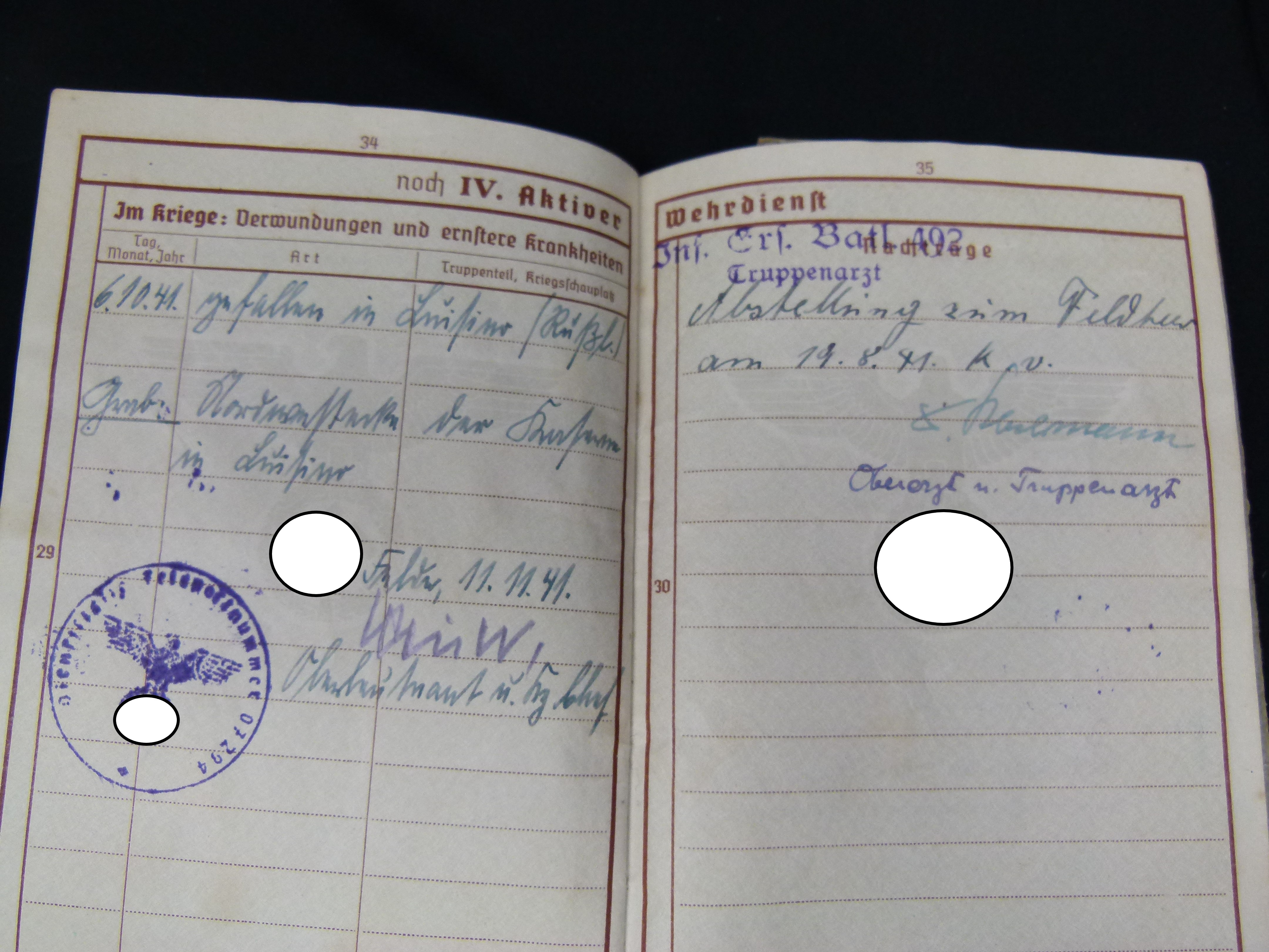 Wehrpaß Inf. Pz.-Jaeg. Ers. Komp. 491Litauer Memel