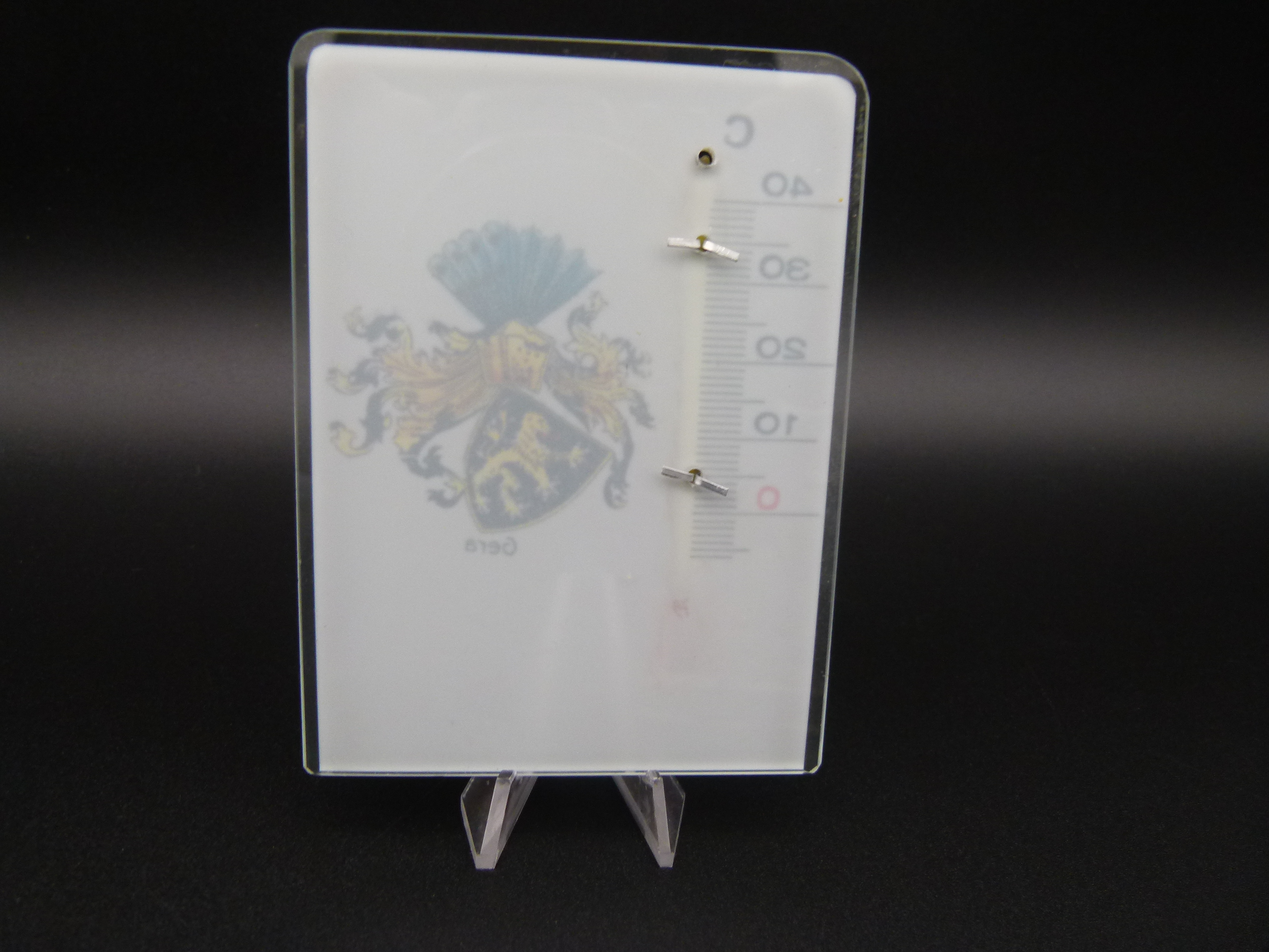 Seltenes Tisch Thermometer Geraer Stadtwappen 
