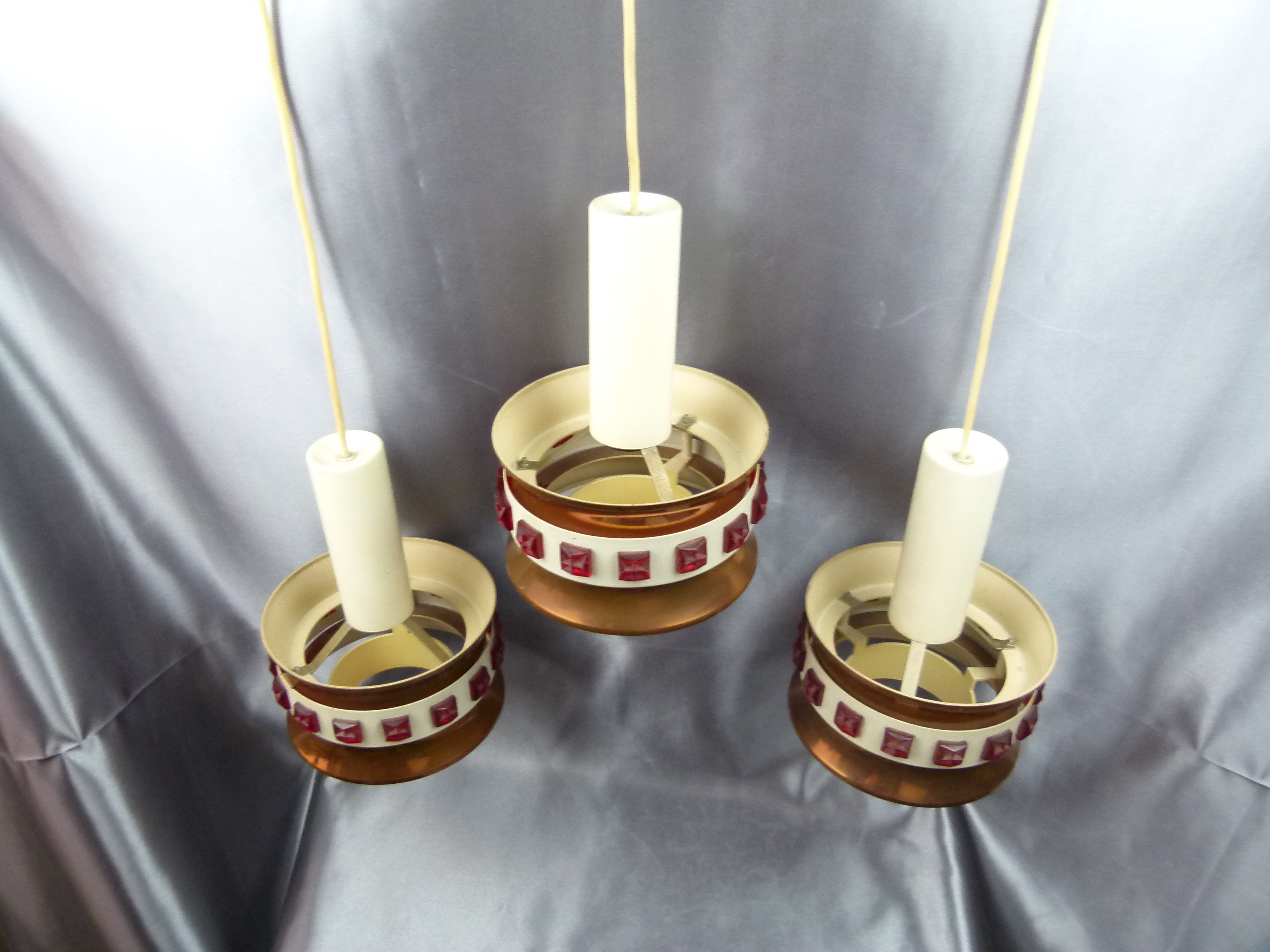 DDR 3er Hängelampe Space Age 60er Jahre Designerlampe 