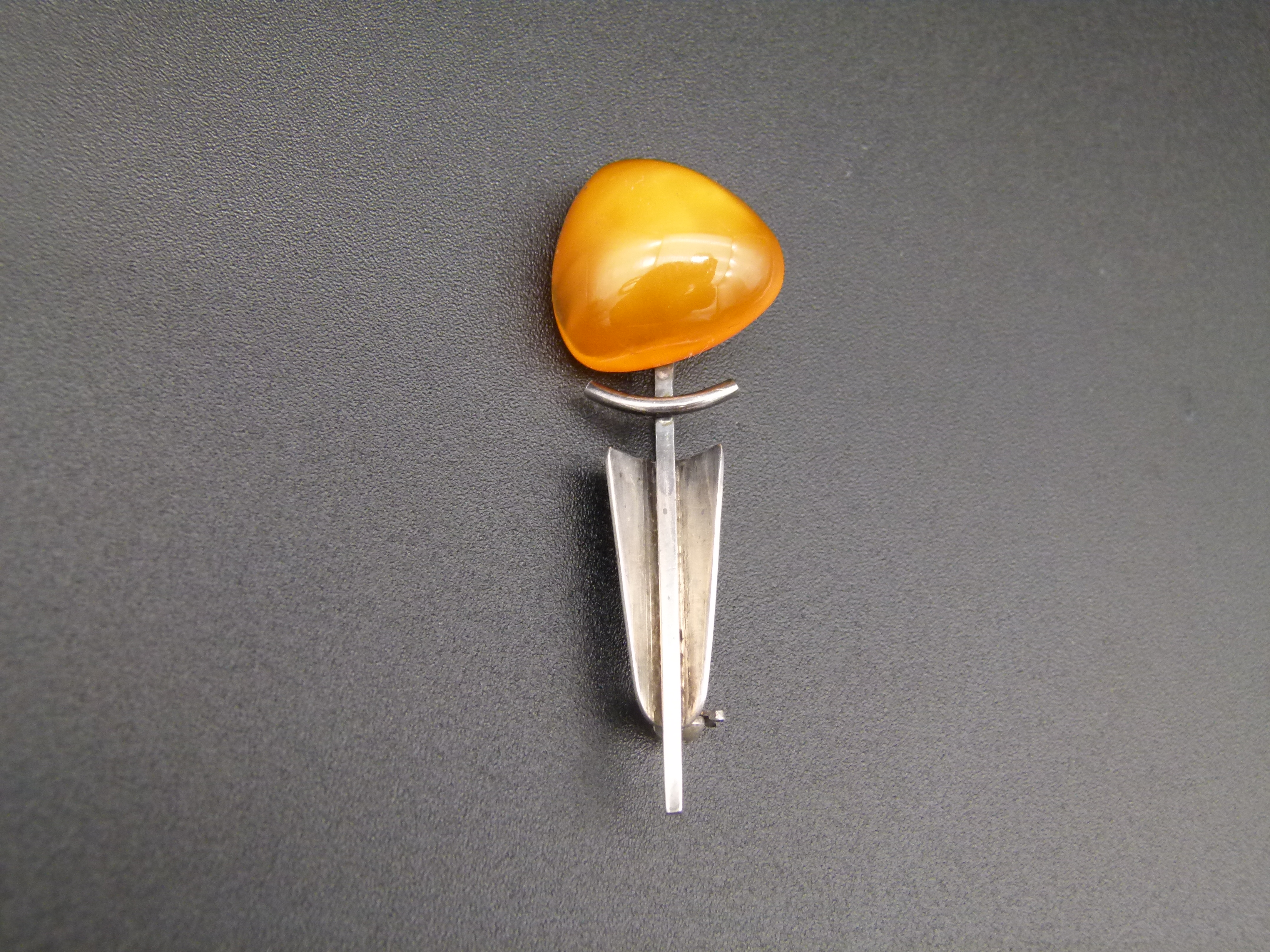 Traumhafte Art Deco Silber Brosche 835 Fisch Punze