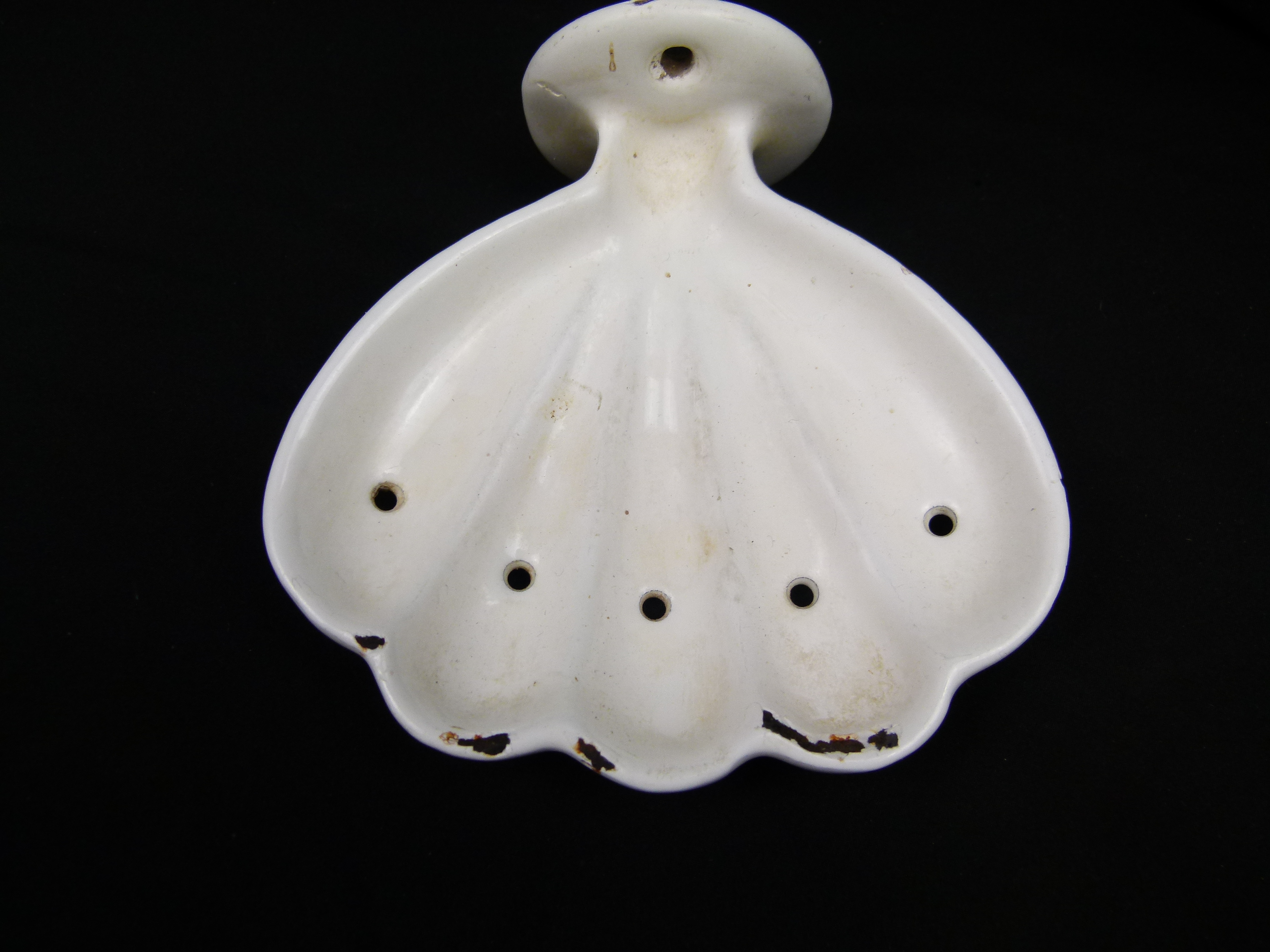 Antike emaillierte Stahl Seifenschale