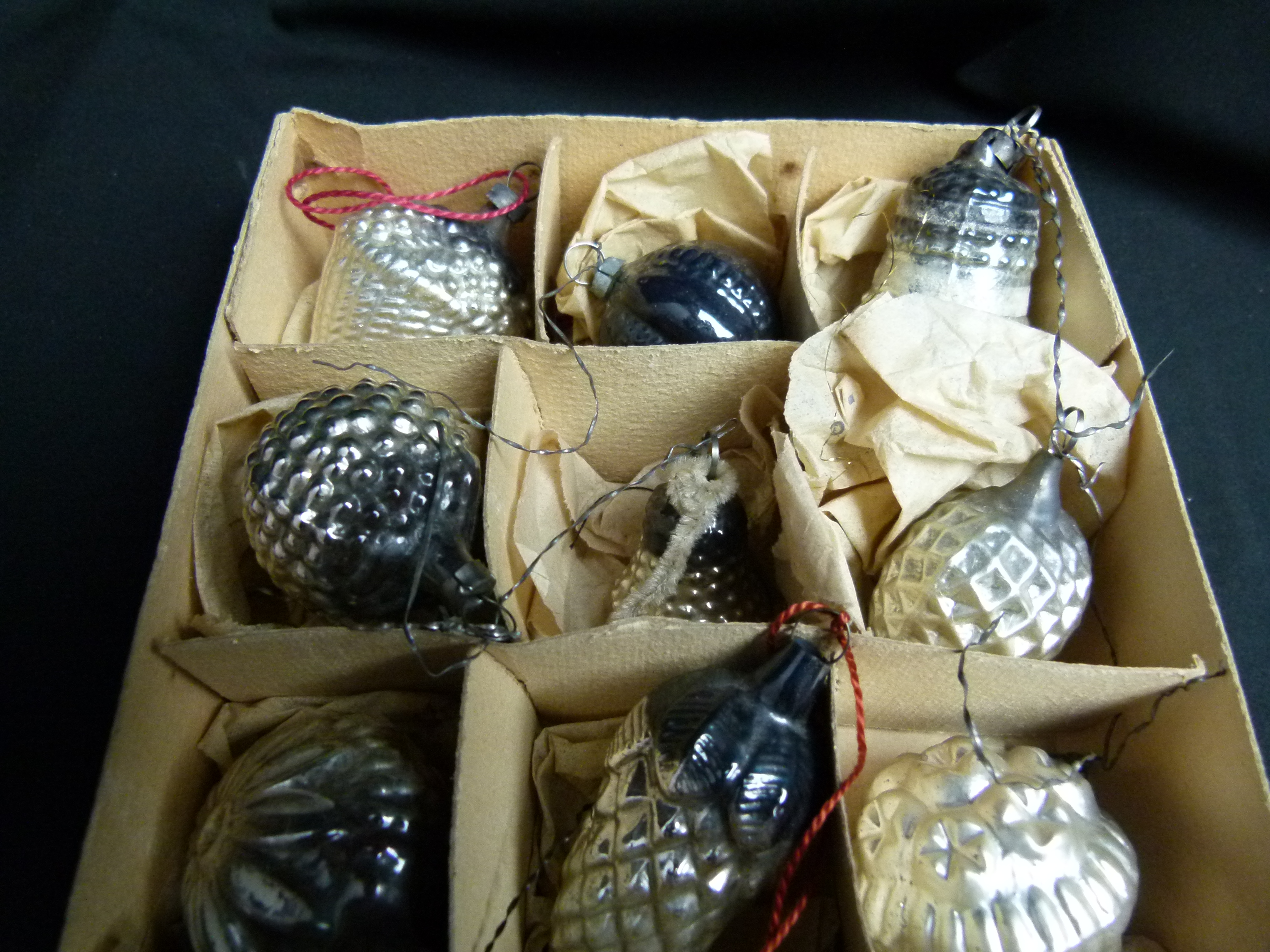 Antike Lauscha Glas Christbaumkugeln