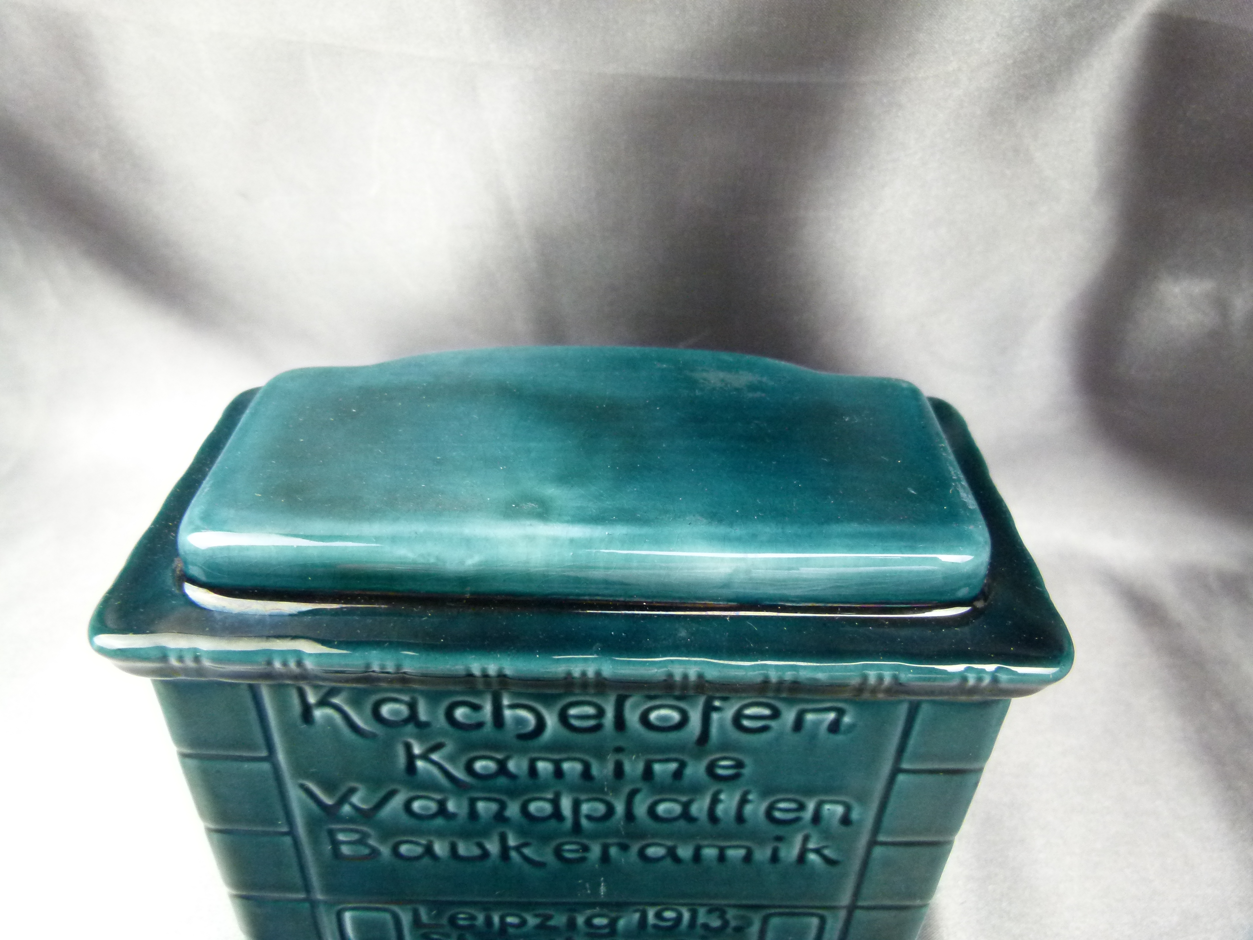 Werbeaschenbecher Teichmann Meissen Kachelofen 1913 
