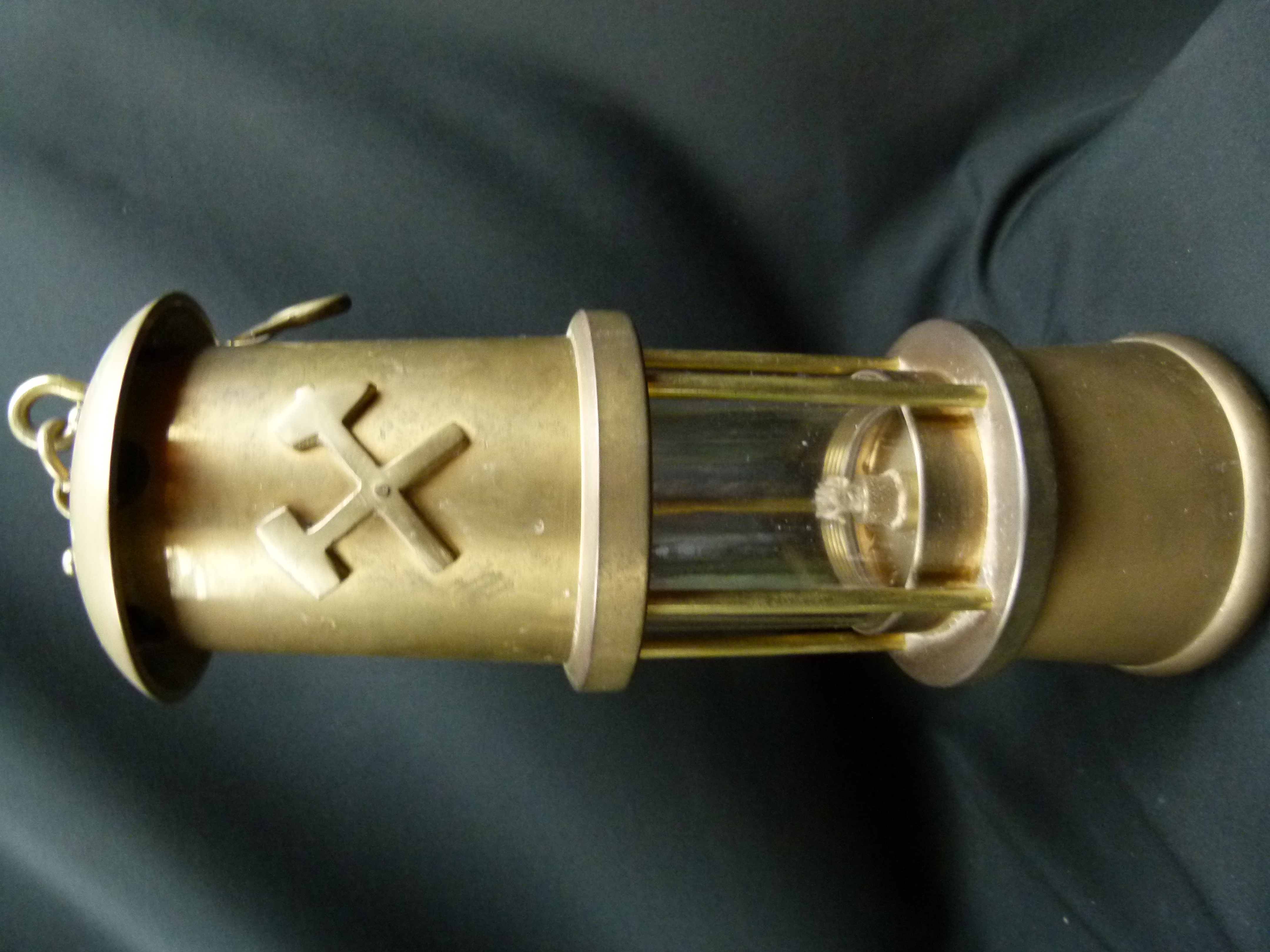 Alte Bergmannslampe Wetterlampe aus Messing 