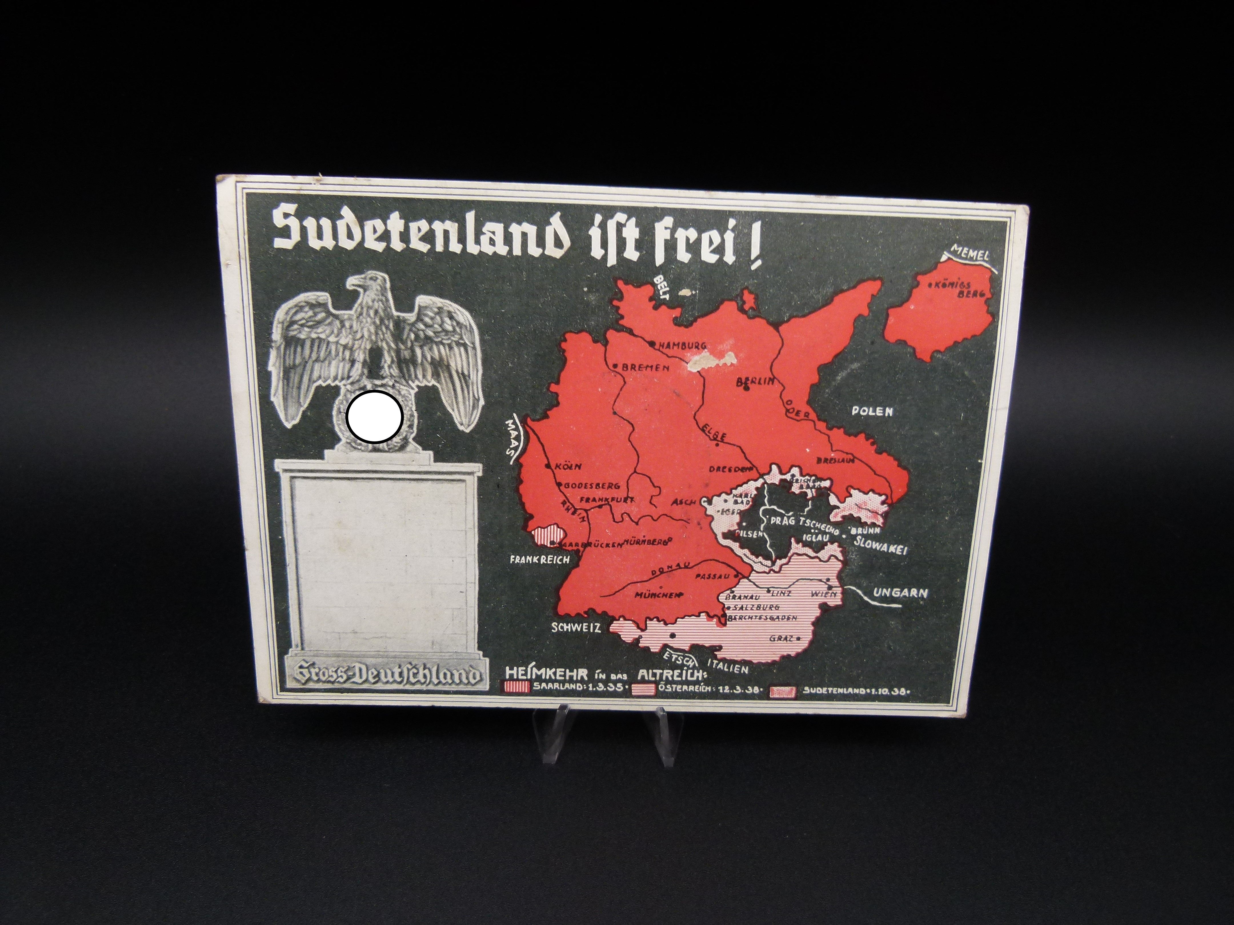 Propagandakarte Sudetenland ist frei Sonderstempel