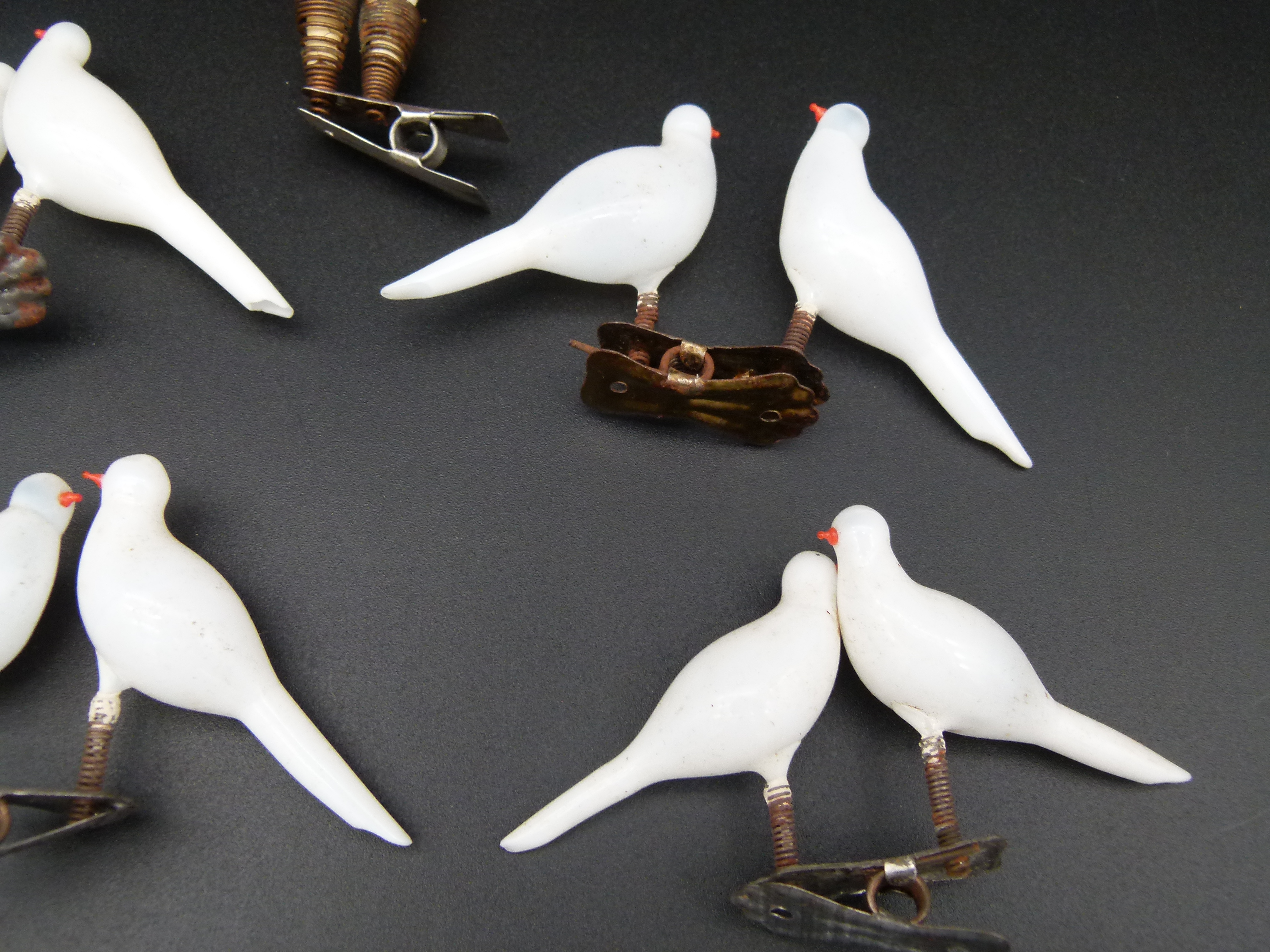 Antiker Christbaumschmuck Lauscha Tauben und Pilz