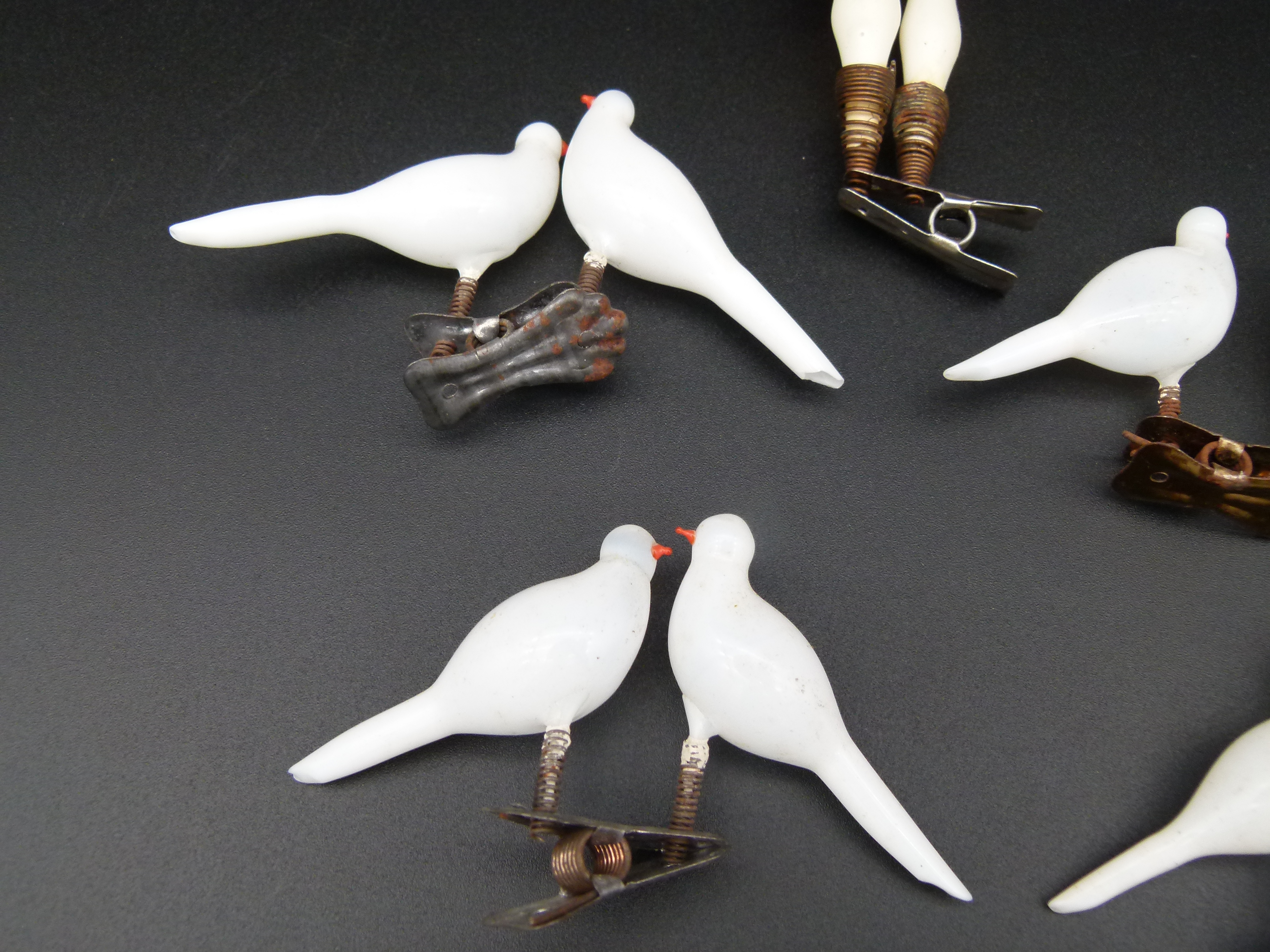 Antiker Christbaumschmuck Lauscha Tauben und Pilz