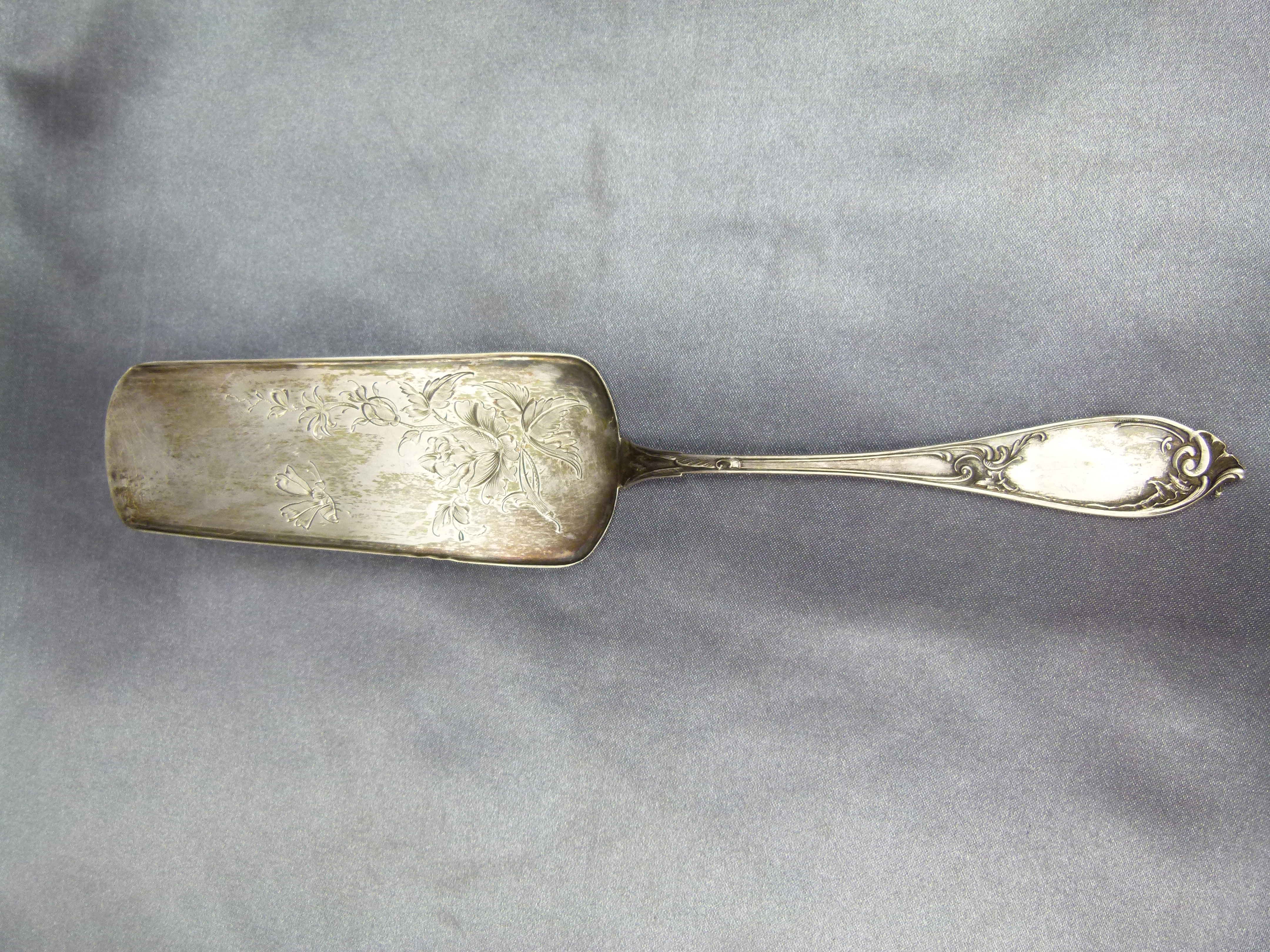 Jugendstil Tortenheber 800 silber Floral Schmetterling Blumen