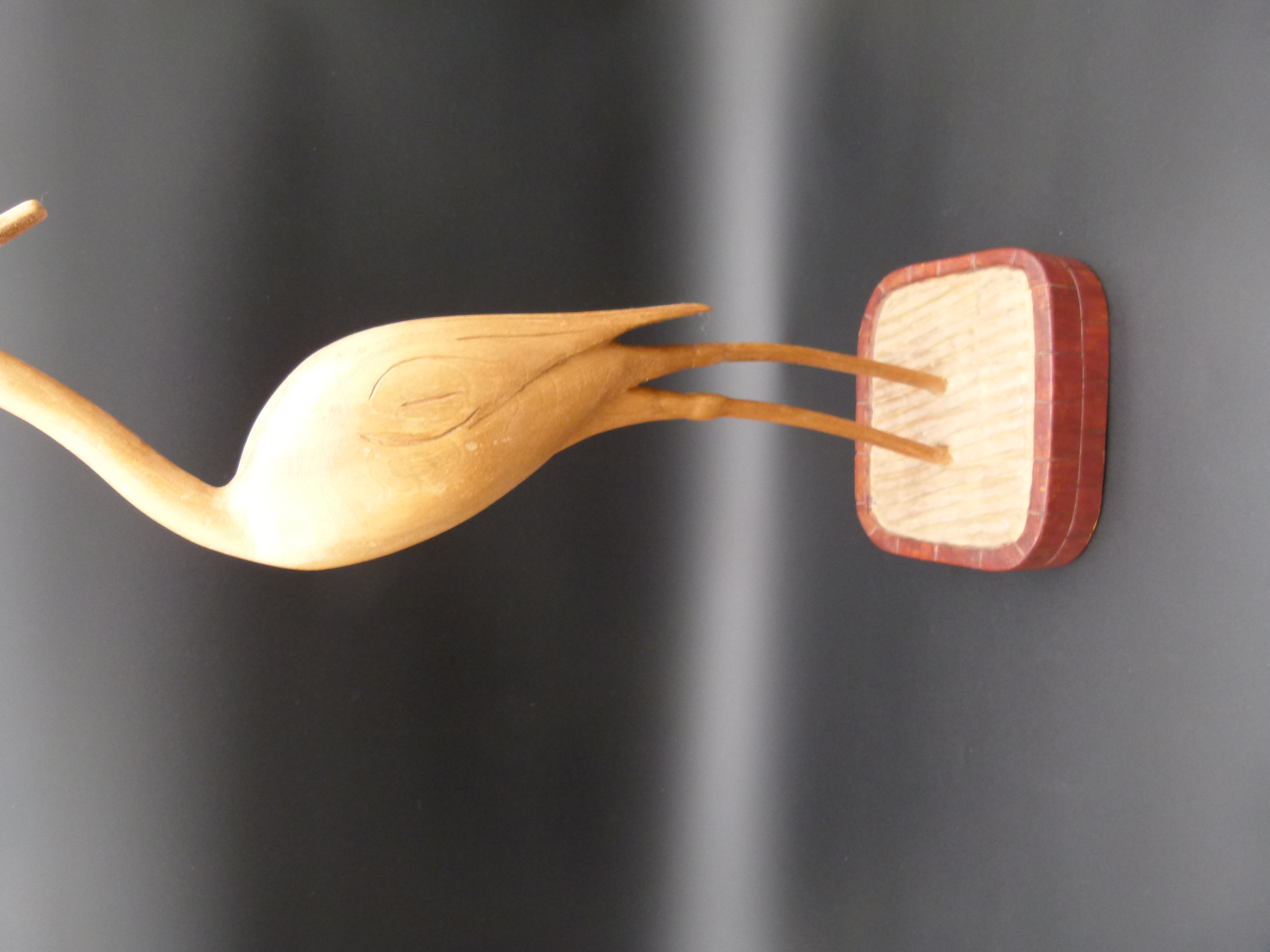 Holz Kranich Mid Century 64 cm Unikat 