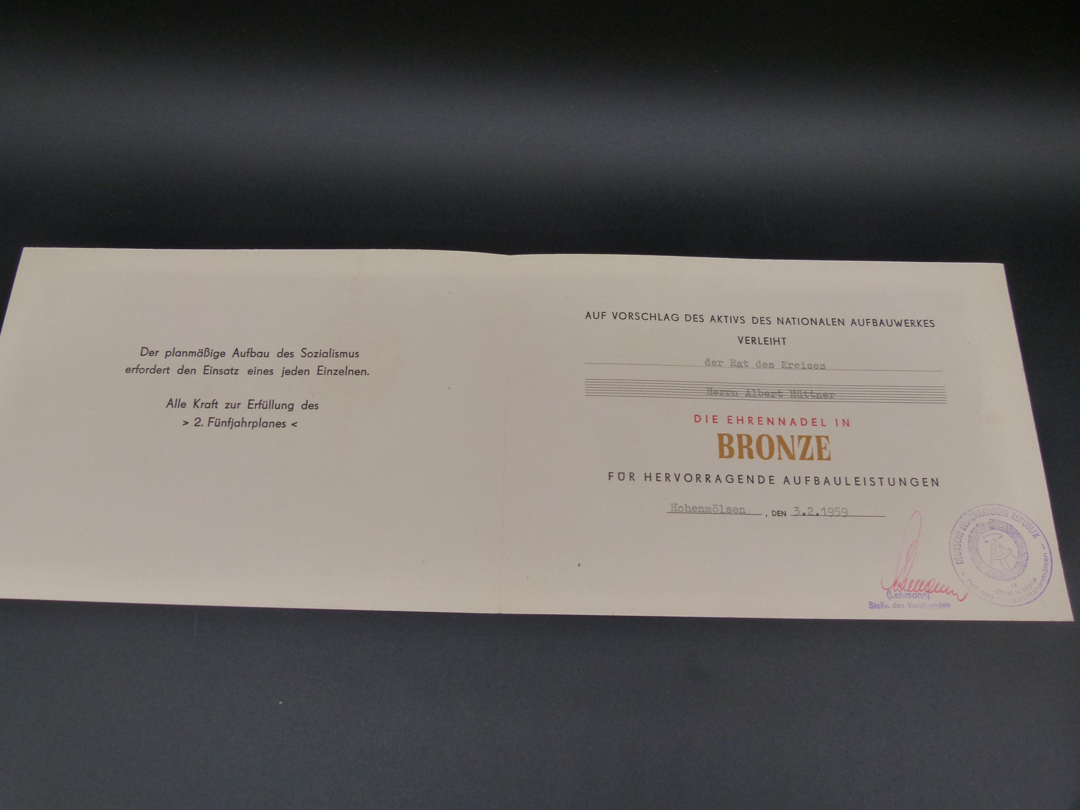 Seltene Gruppe 50er Jahre Partei Ehrenurkunden