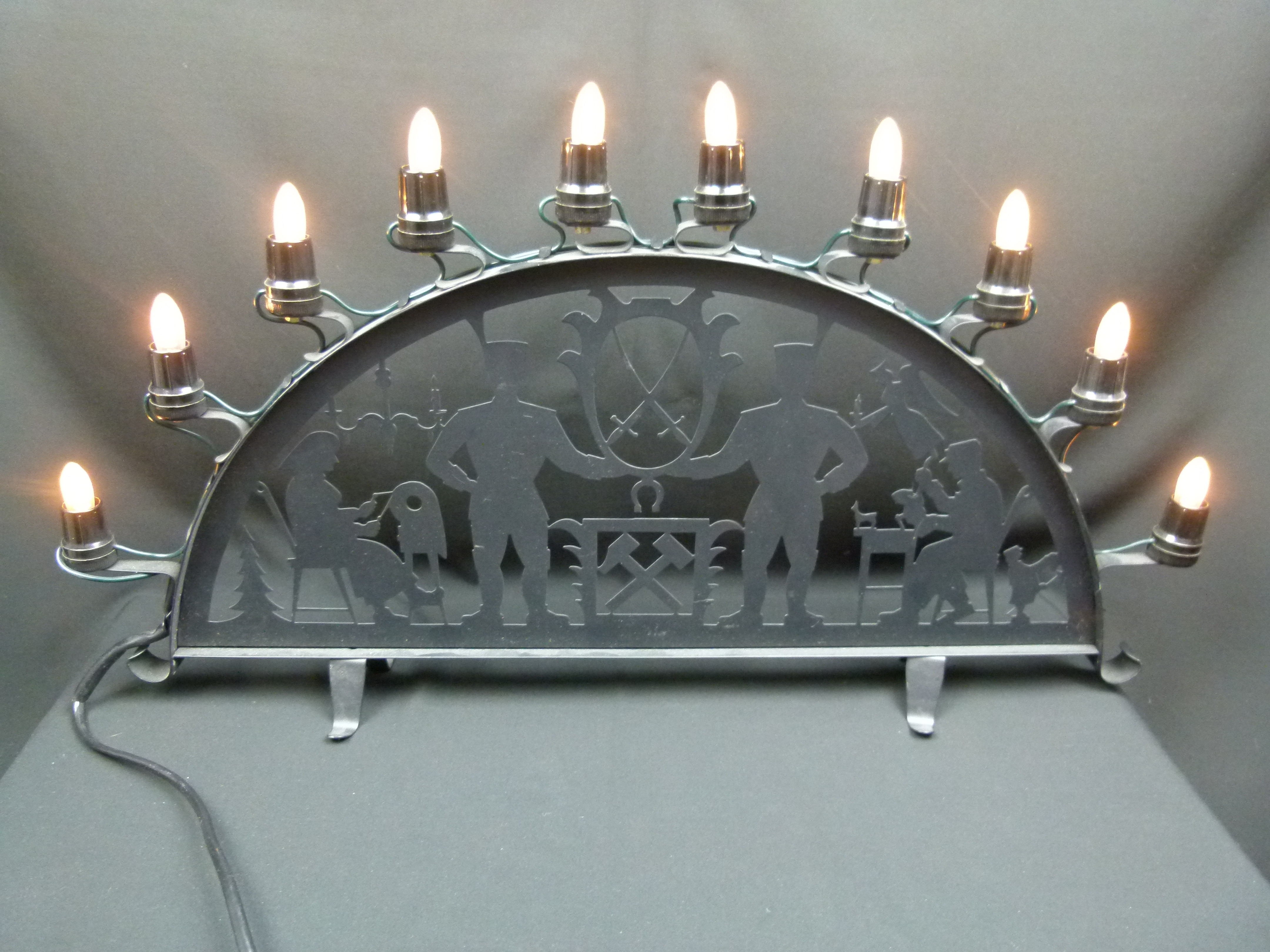 DDR Metall Schwibbogen elektrik Kerzen Bergmann