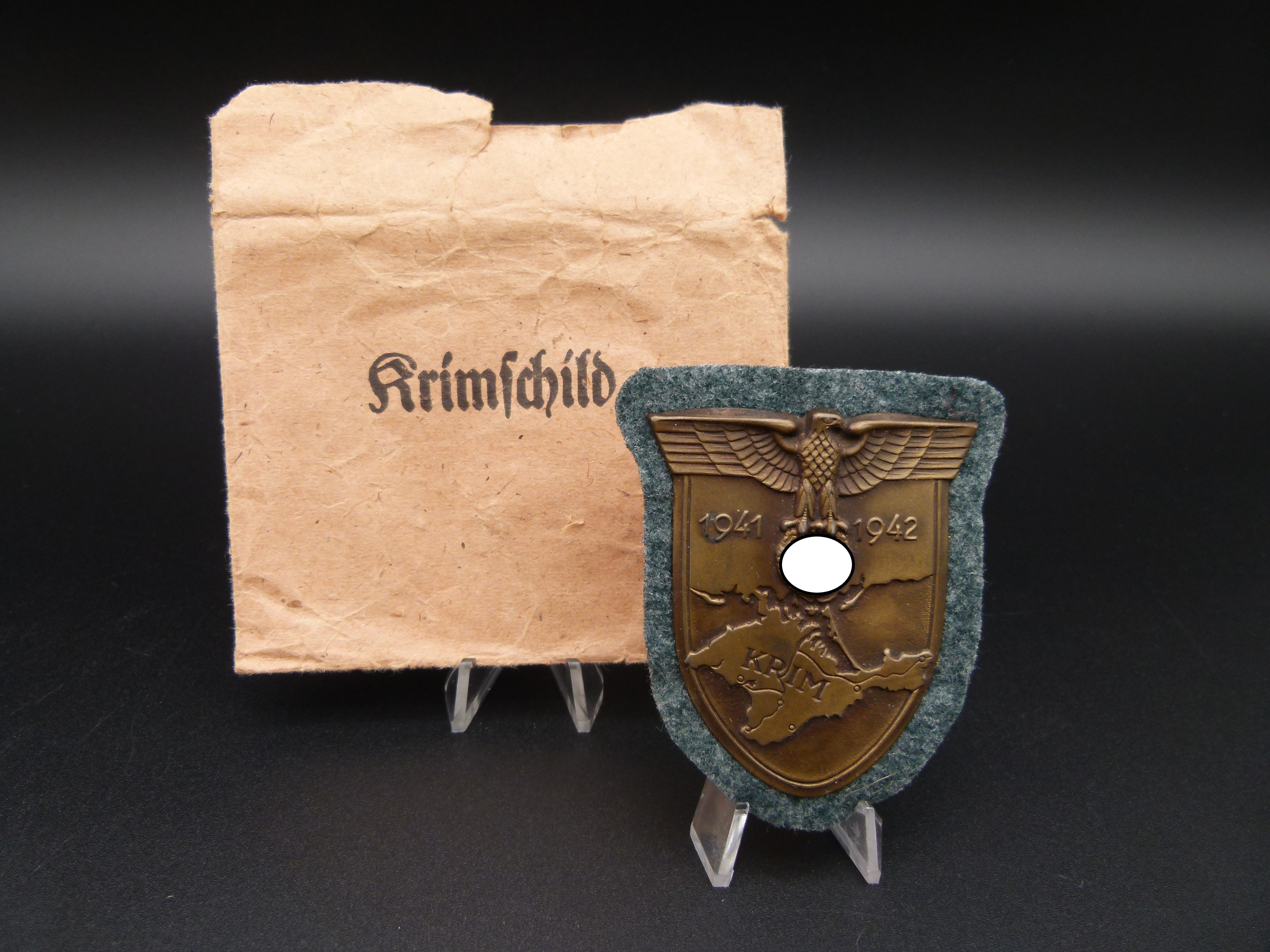 Krimschild Friedrich Orth mit Verleihungstuete