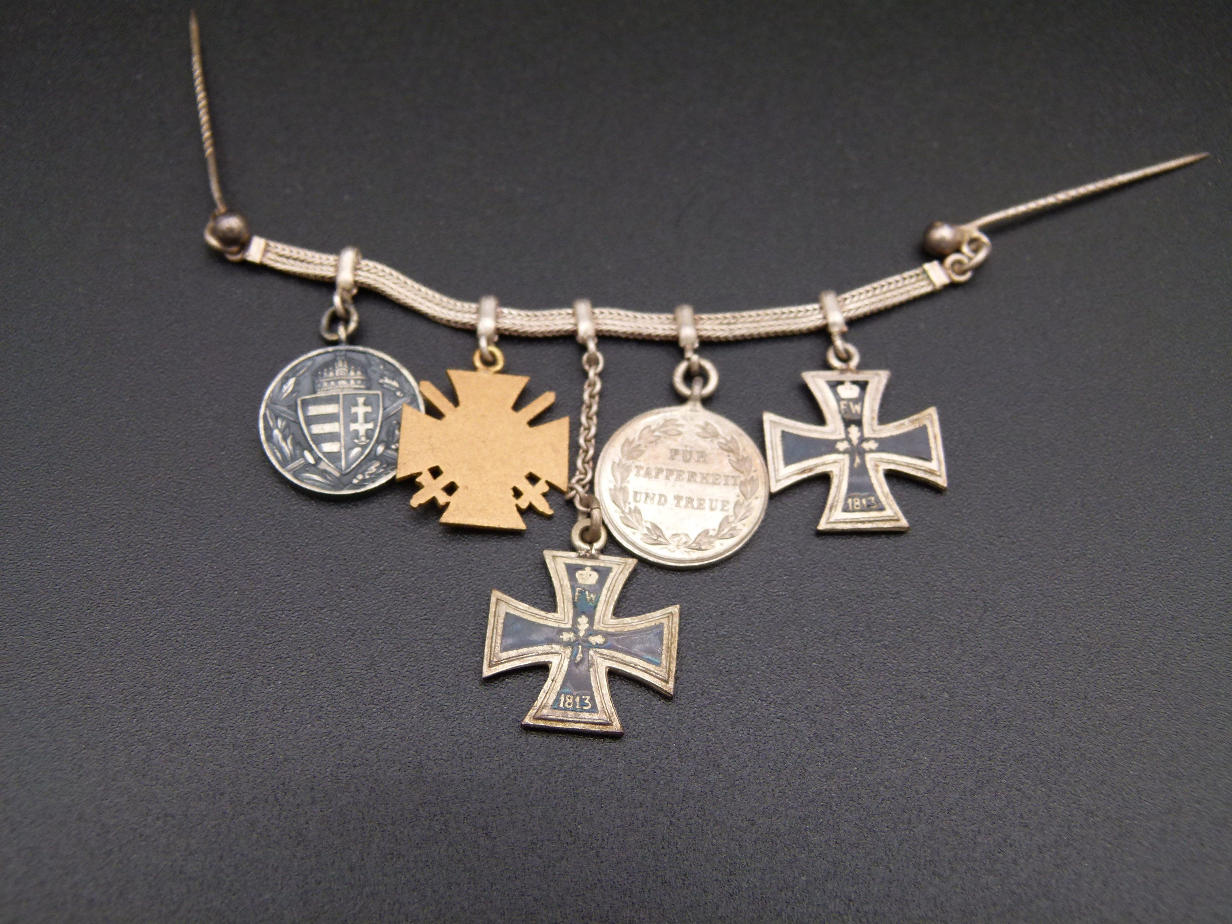 5er Miniatur Ordenskette EK2 EK1 FEK Wuerttemberg