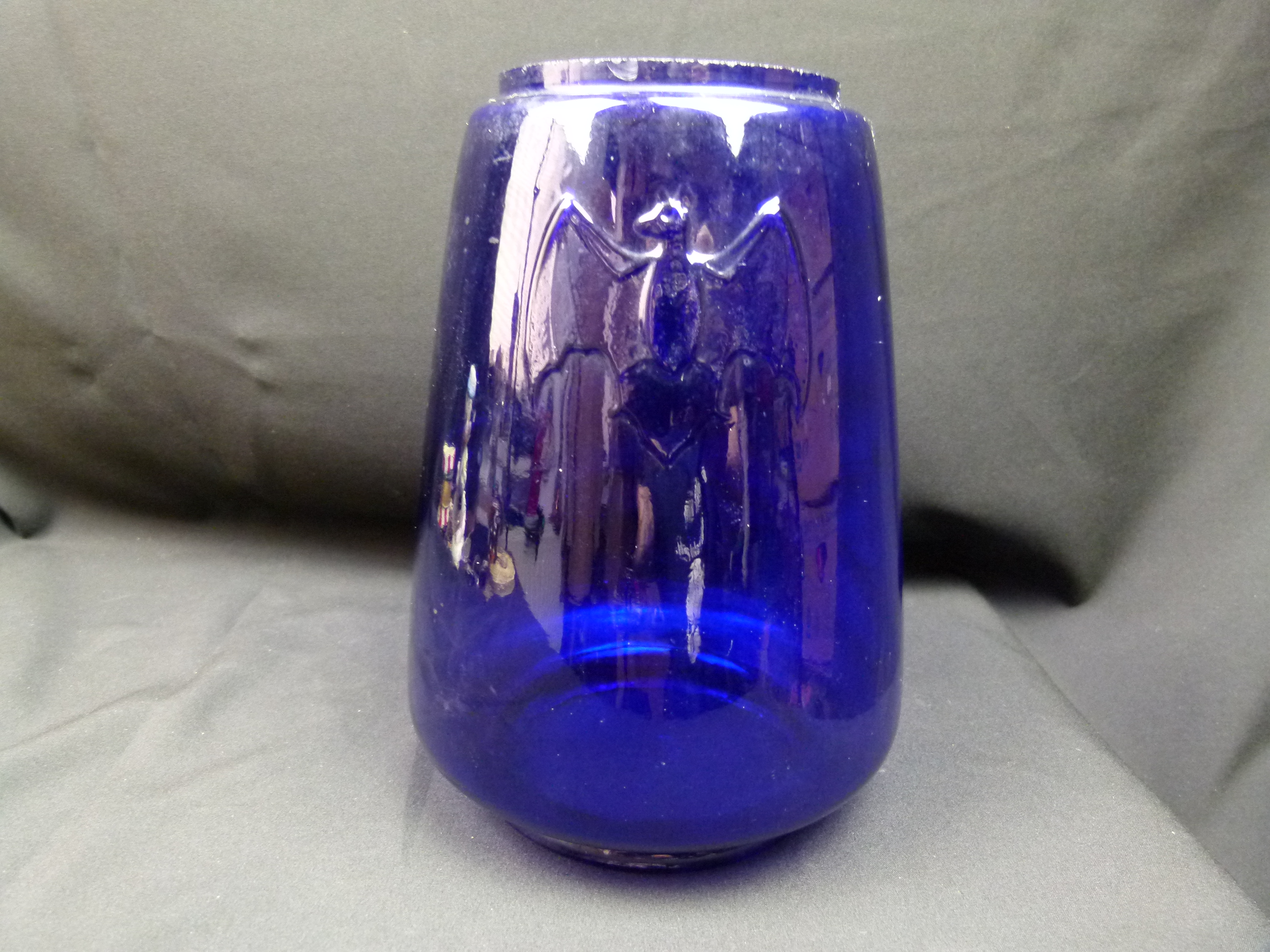 Großes Luftschutzglas Blau Bat Brand Petroleum
