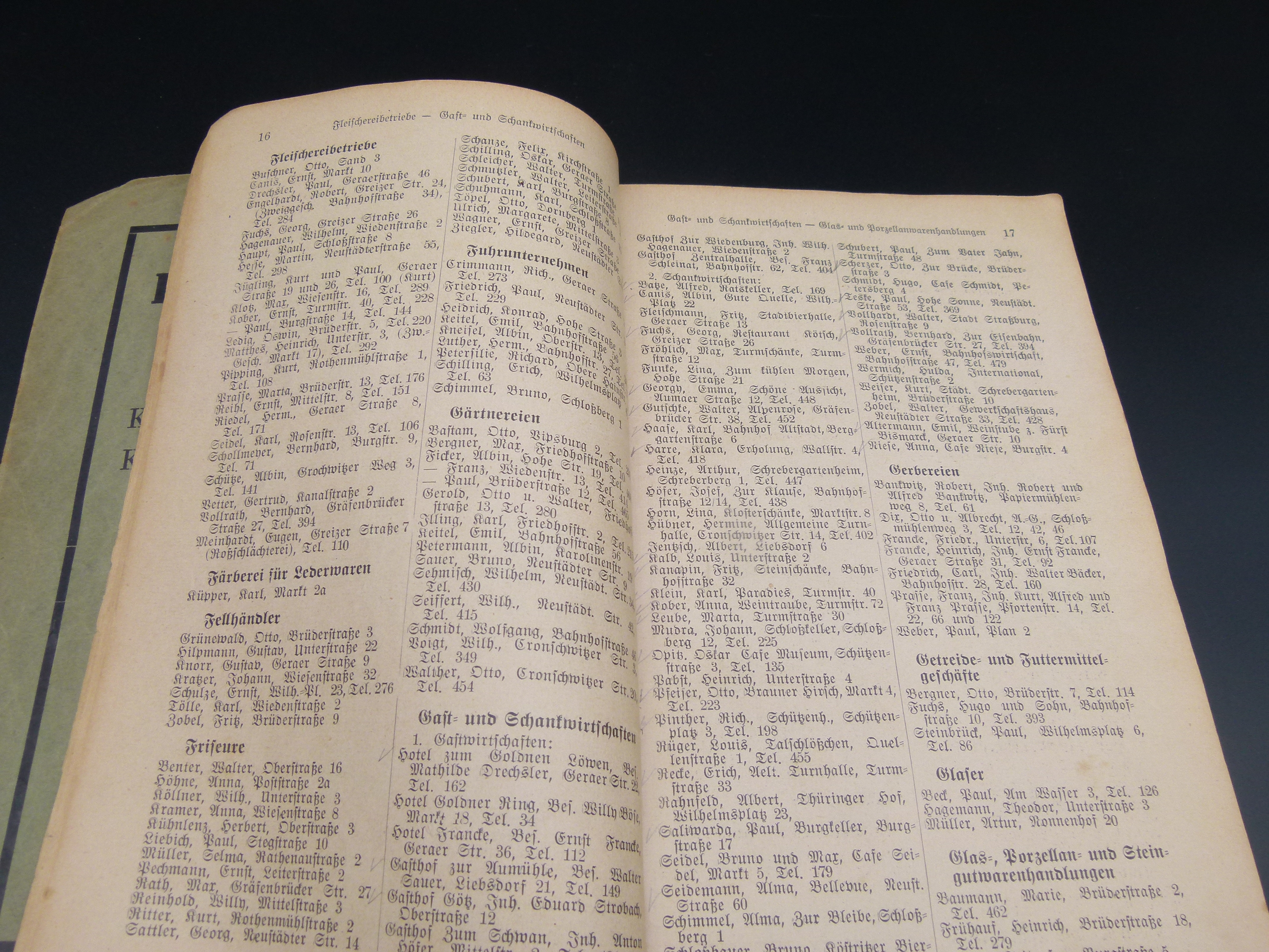 Adressbuch Stadt Weida und Ortschaften 1932 