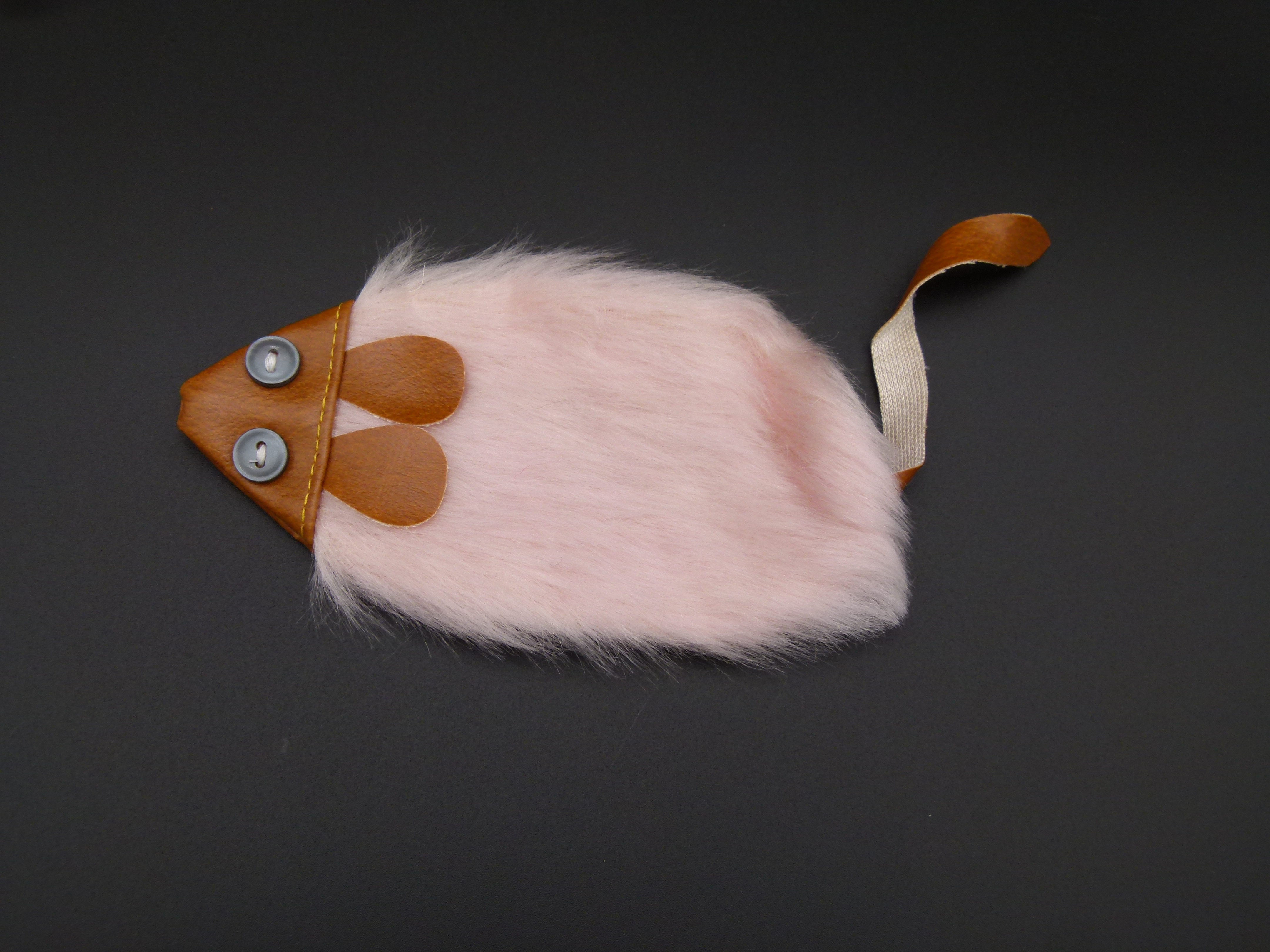 Original DDR Kinder Geldboerse Maus rosa Pluesch 