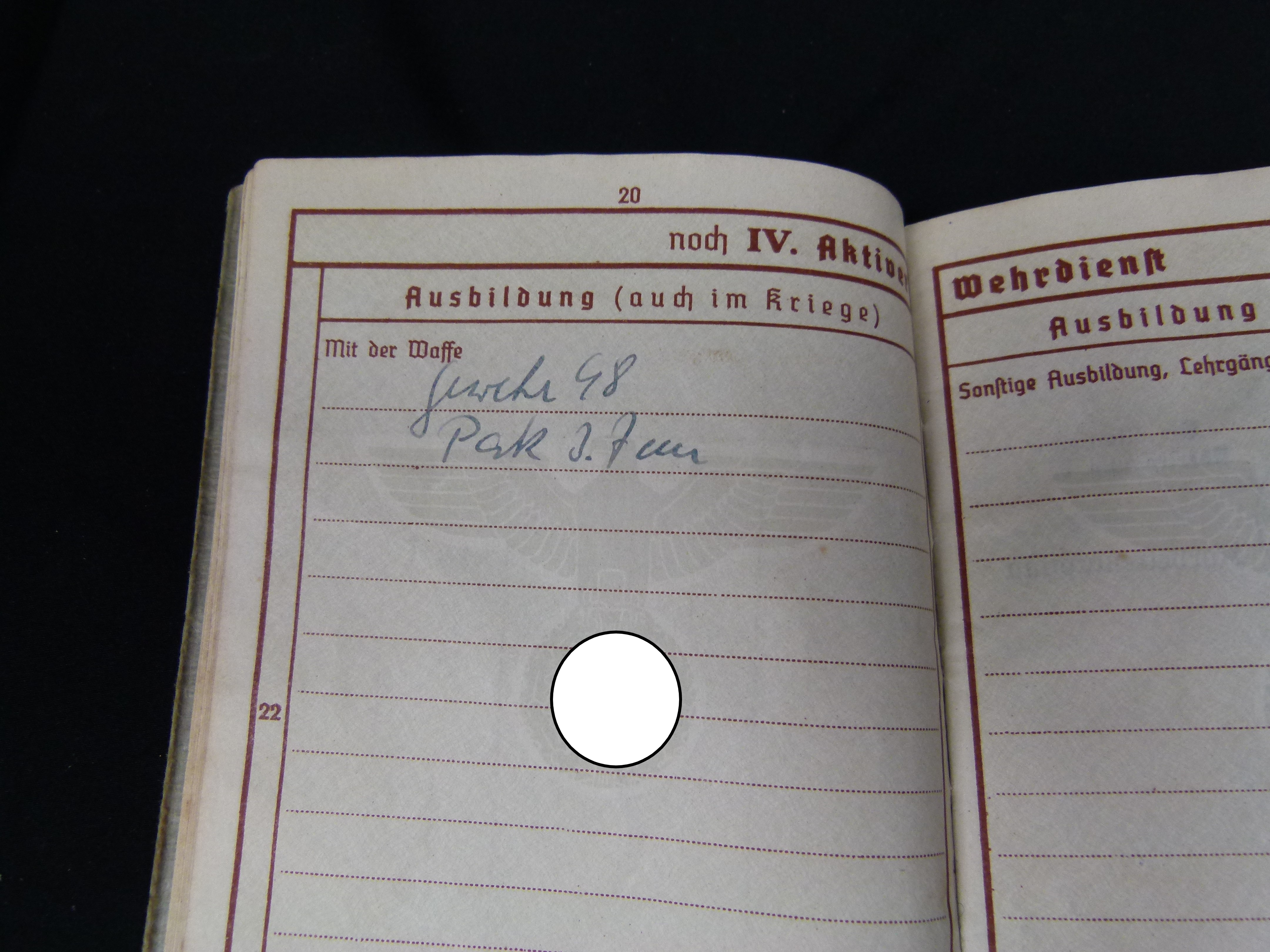 Wehrpaß Inf. Pz.-Jaeg. Ers. Komp. 491Litauer Memel