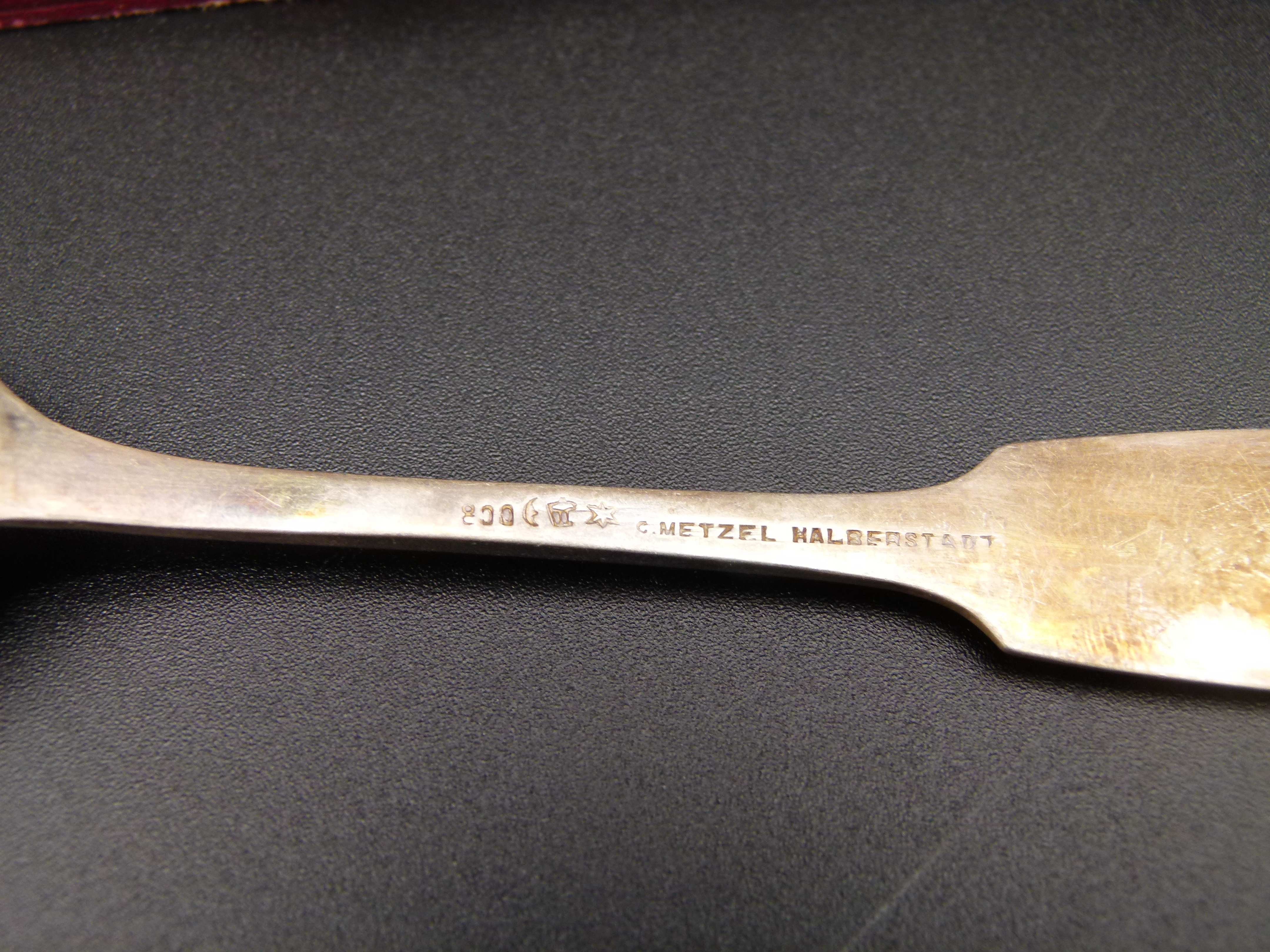 Antike 800 Silberoeffel 12 Stueck Metzel Halberstadt 