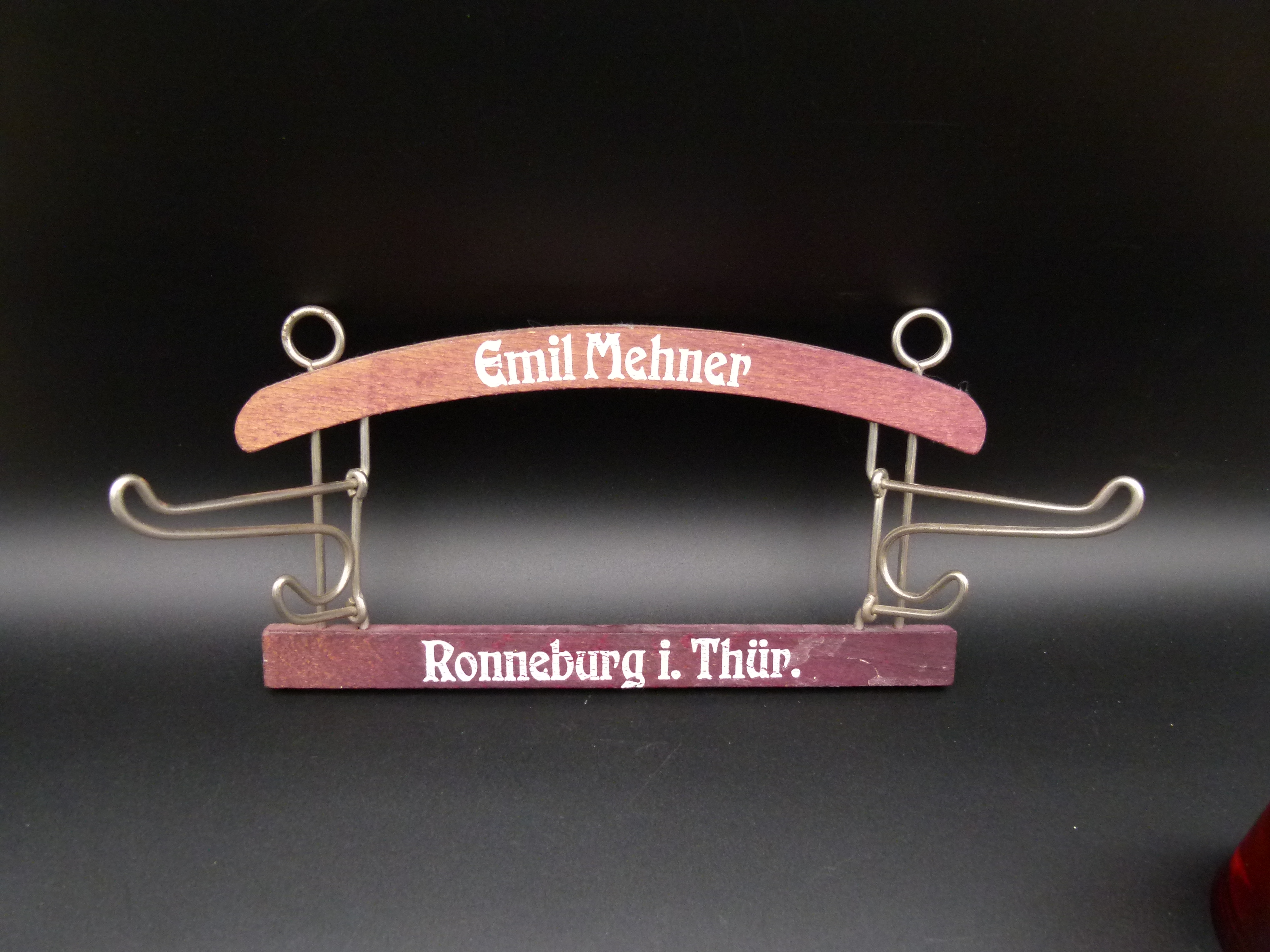Antiker Werbe Kleiderhaken Emil Mehner Ronneburg