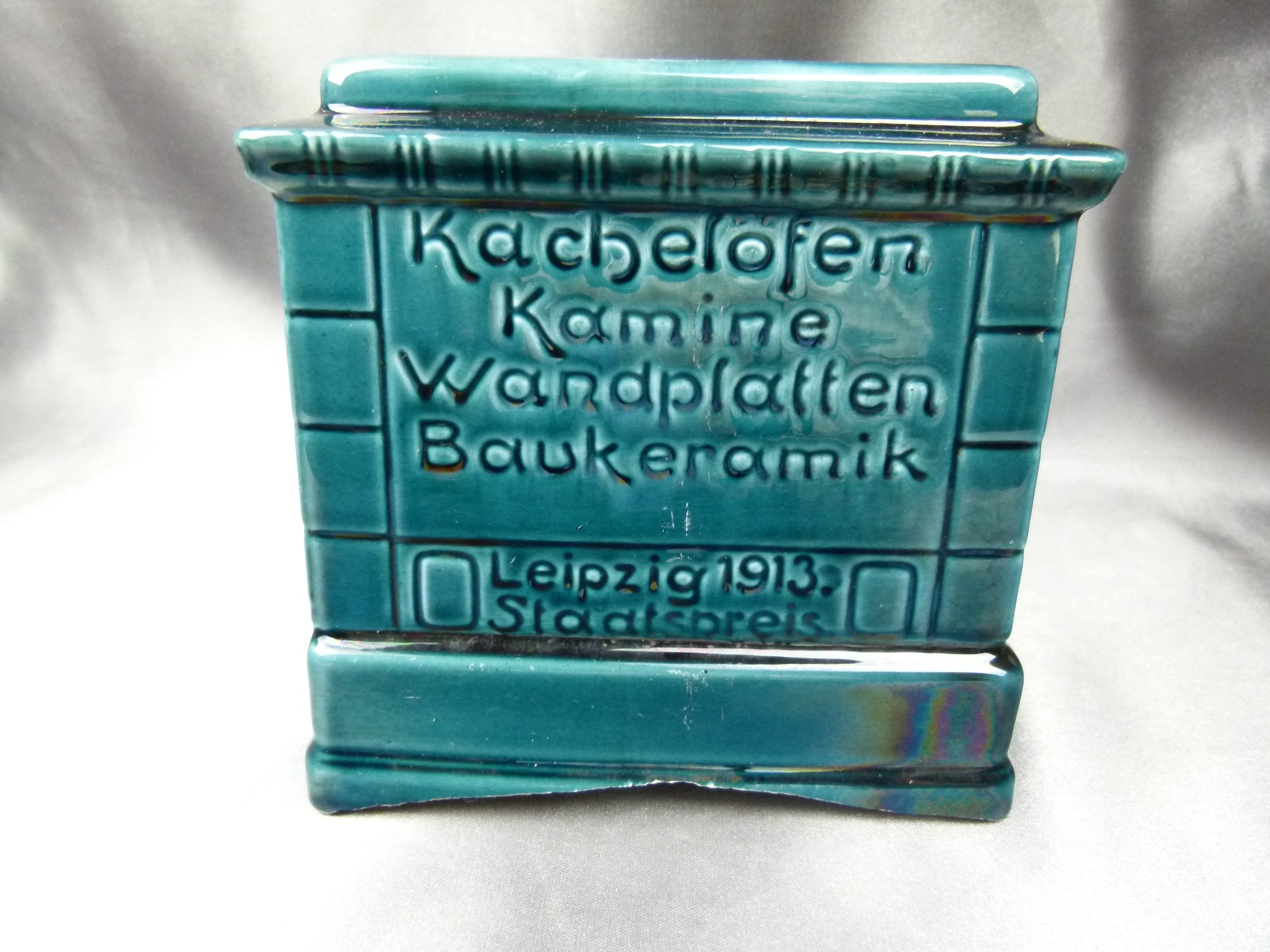 Werbeaschenbecher Teichmann Meissen Kachelofen 1913 