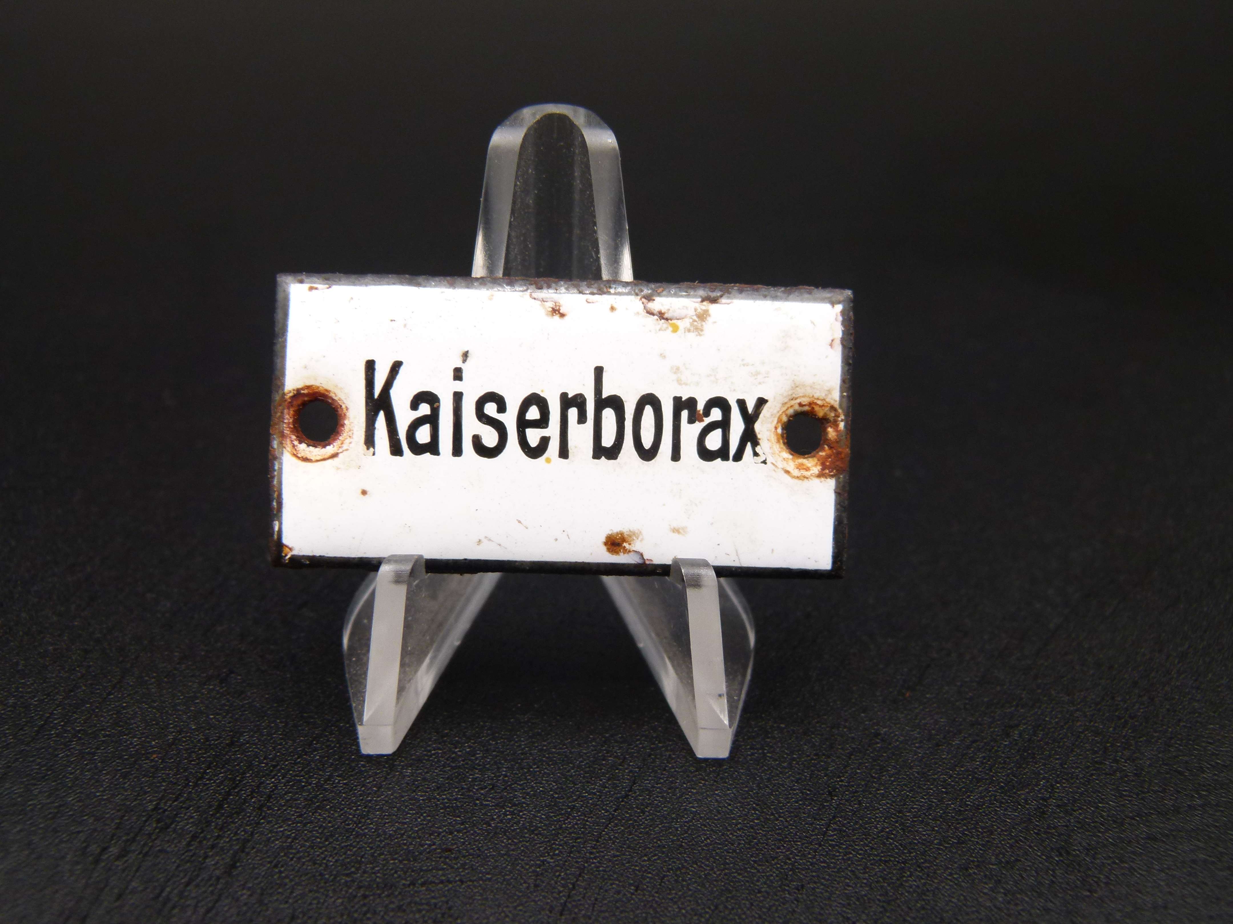 Antikes Schubladen Emailleschild Kaiserborax