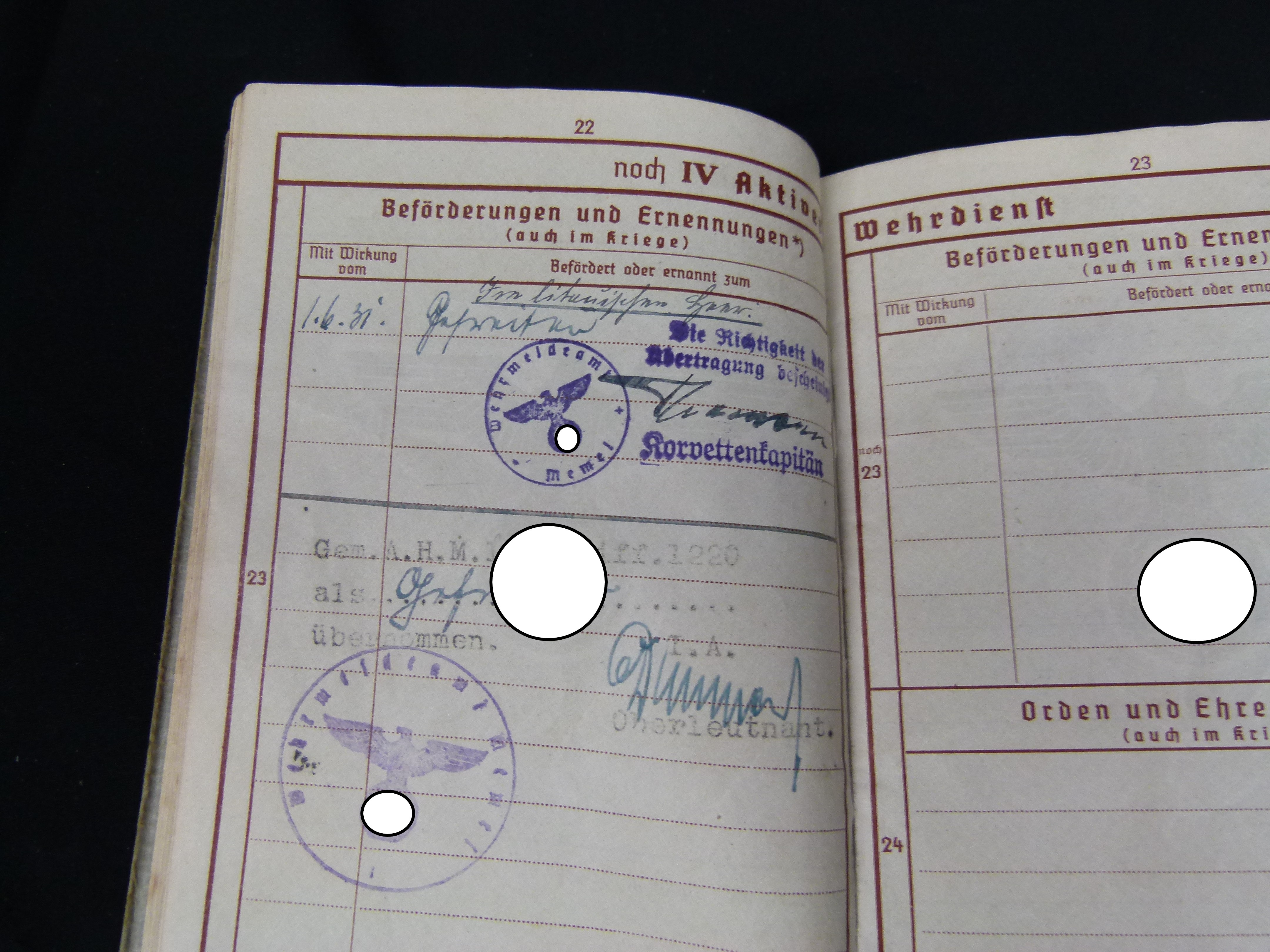 Wehrpaß Inf. Pz.-Jaeg. Ers. Komp. 491Litauer Memel